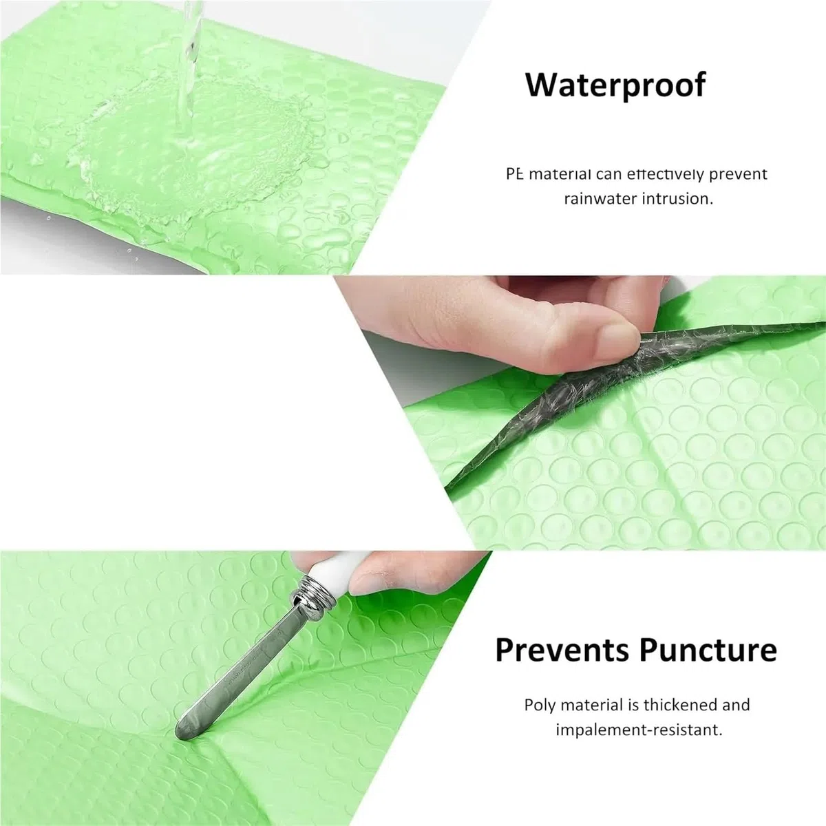 100 Uds sobres acolchados de burbujas bolsas envío autoselladas for embalaje y suministros comerciales para Cosméticos(Light green,18 * 23cm)