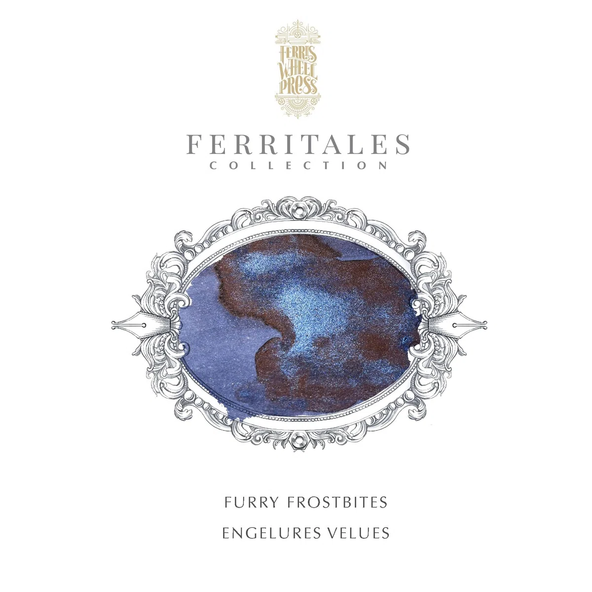 Ferris Wheel Press Tinta FerriTales, colección Furry Frostbites, azul marino profundo con brillo azul, botella de tinta para pluma estilográfica de 20 ml