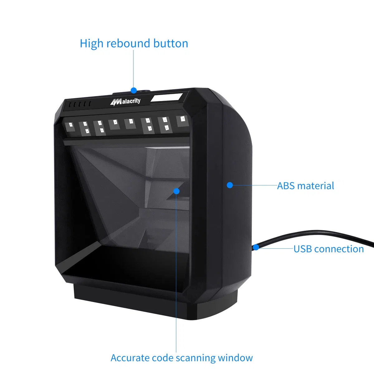 Alacrity escáner de código de Barras 2D automático, omnidireccional, Manos Libres, USB QR PDF417, Lector de código de Barras para escaneo de Pantalla de Ordenador de Pago móvil