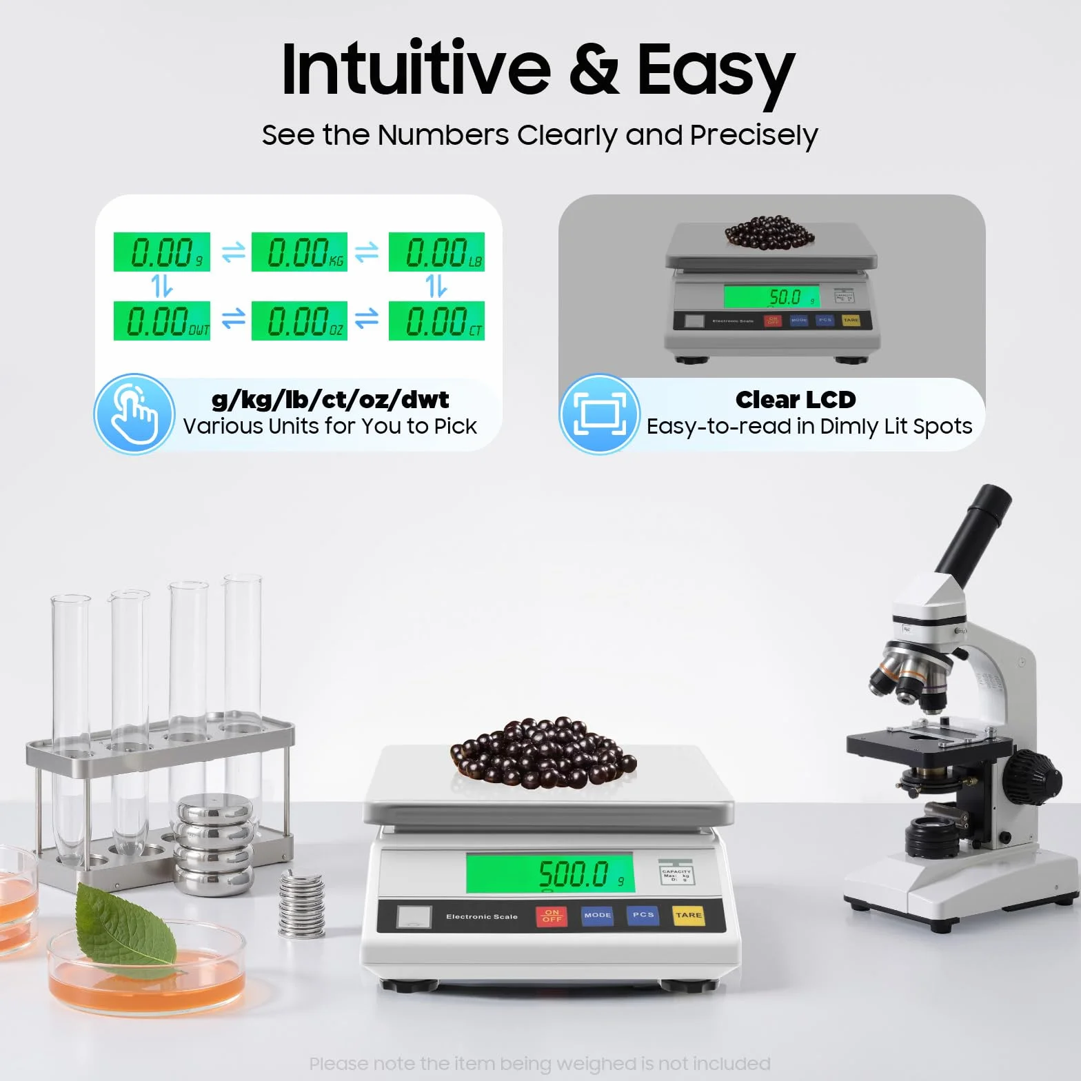 Báscula digital, báscula de precisión, báscula de oro, báscula fina de laboratorio, báscula de joyería, 7500 g/0,1 g, precisión de calibración digital, 26 x 18 x 6,4 cm