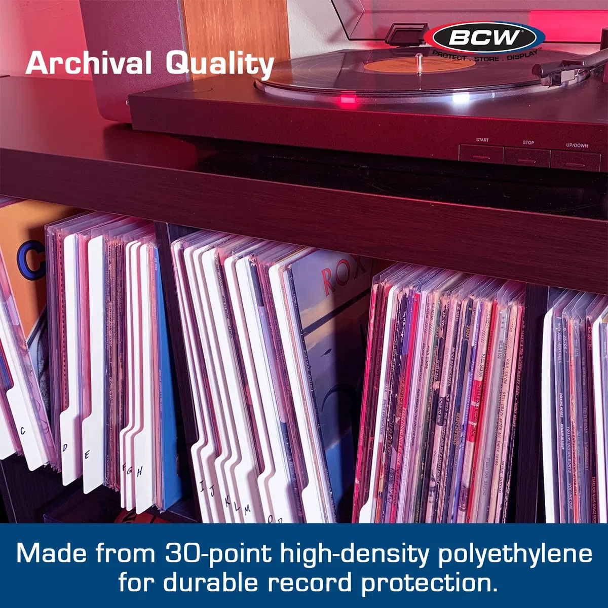BCW 25CT 30cm RECORD DIVIDERS - WHITE