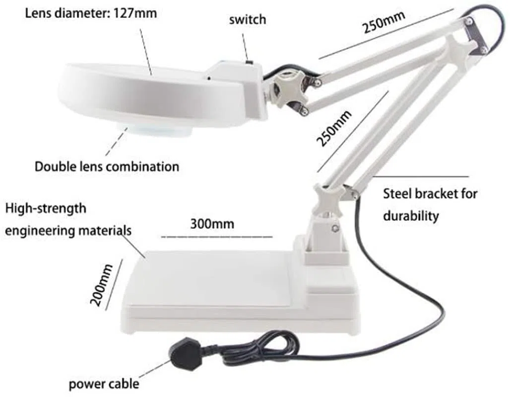 Multifuncional 3X 5X 8X 10X Lupa de Mano con luz LED y Lupa de Escritorio - Diseño Plegable con 30 Luces LED Ajustables - La Mejor Lupa de Manos Libres con Interesting