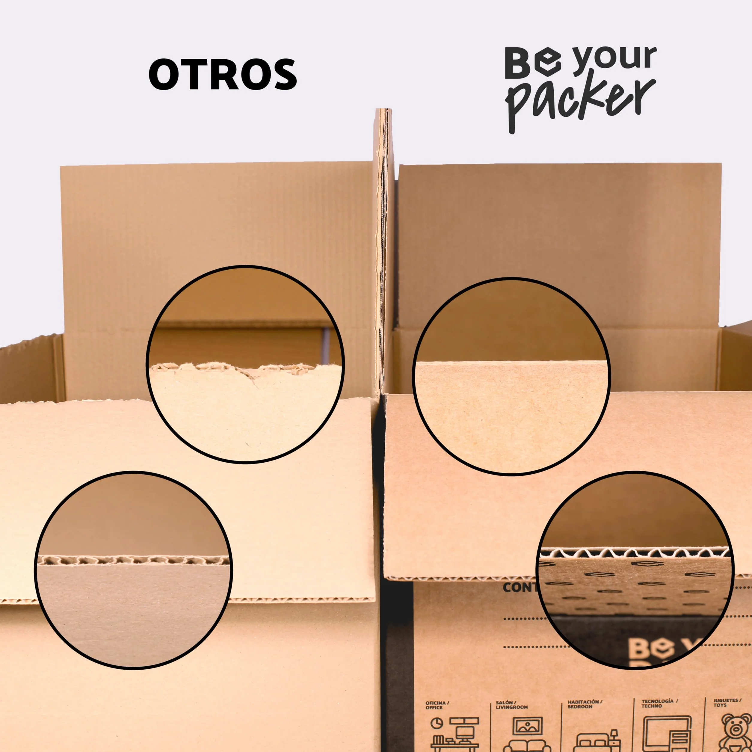 Cajas de Mudanza Grandes 60x40x40 cm con Asas, Pack de 10 |Be Your Packer