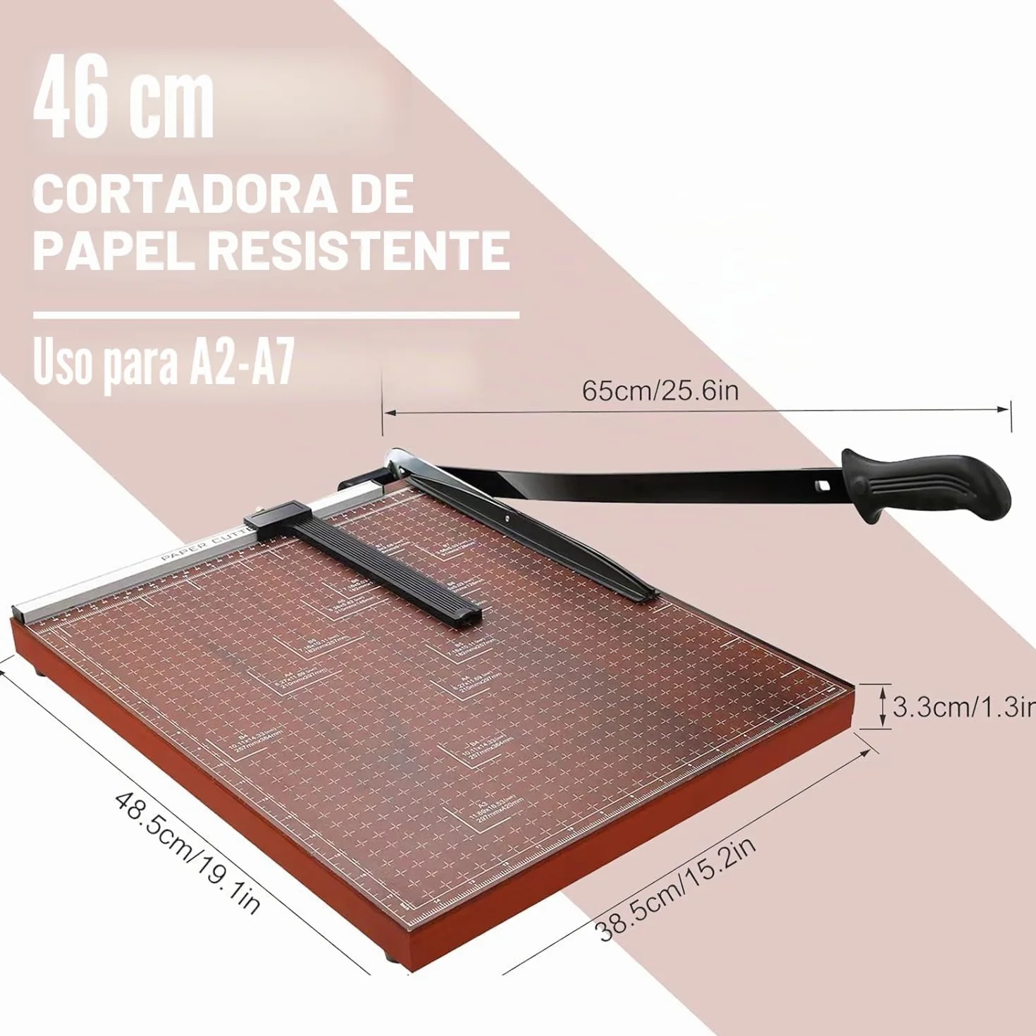 Nictemaw Guillotina A3 Profesional - Cortadora de Papel 10 Hojas, para Oficina, Escuela y Taller | A3/A4, Cuchilla Afilada de Acero (Rojo)