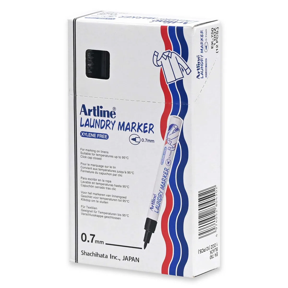 ROTULADOR ARTLINE MARCADOR ROPA 750 NEGRO -PUNTA REDONDA 0.7 MM -ROPA PAPEL METAL Y CRISTAL (12 unid.)