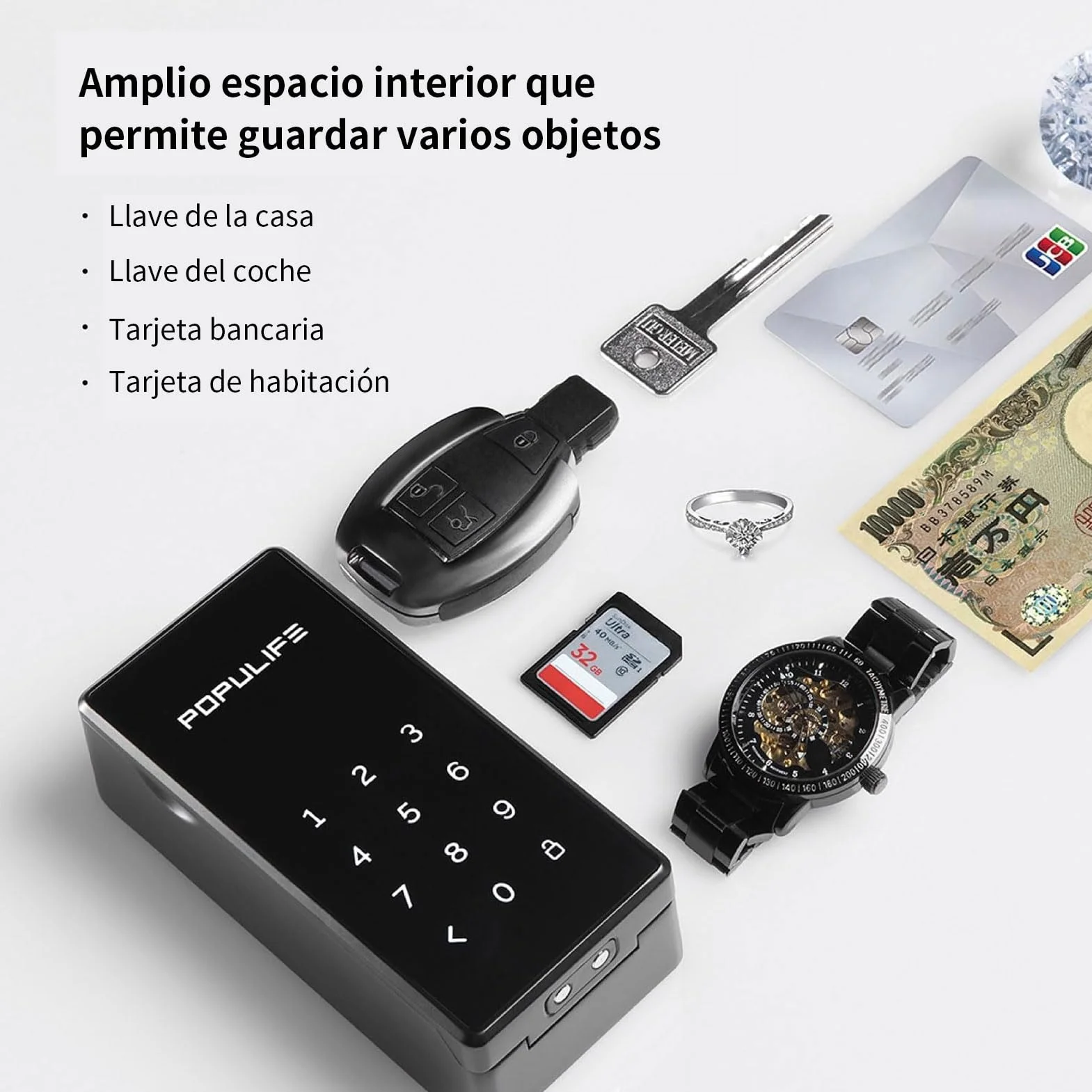 Populife Smart Caja Llaves Bluetooth con Código, Caja Seguridad Inalámbrica para Hogar