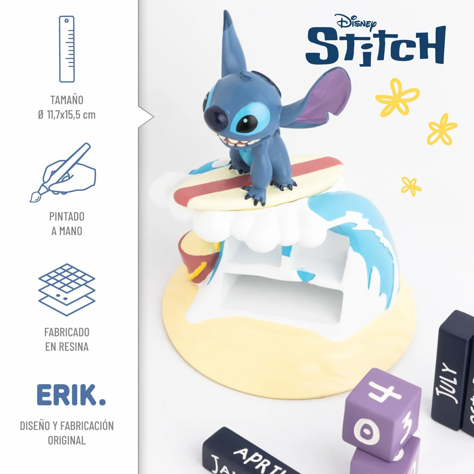 Calendario Perpetuo Stitch 3D - Figura Disney para Decoracion Habitacion Juvenil : Stitch Regalos │ Calendario sobremesa para niños - Merchandising Oficial