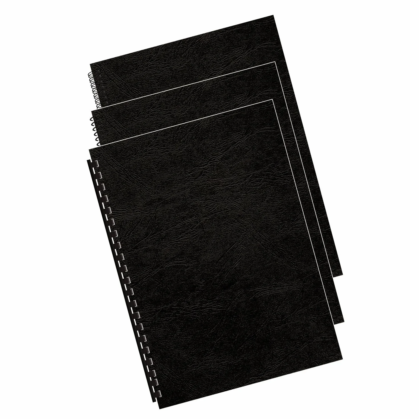 Fellowes Portadas para encuadernar de cartón símil piel Delta Cuero, extra rígido, 250 micras, 100% reciclables, formato A3, con certificación FSC, pack de 100, color negro