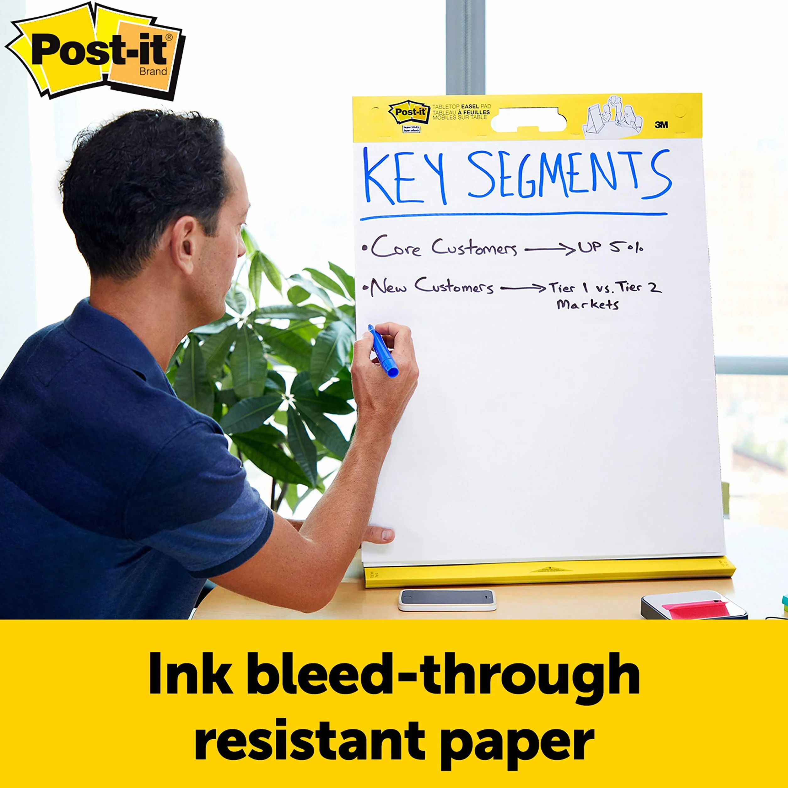 Post-It Super Sticky Notas para Reuniones, Paquete de 1 Bloc de Notas, con 20 Hojas, 584x508 mm, Color Blanco, Para Compartir Ideas y Presentar Visualmente
