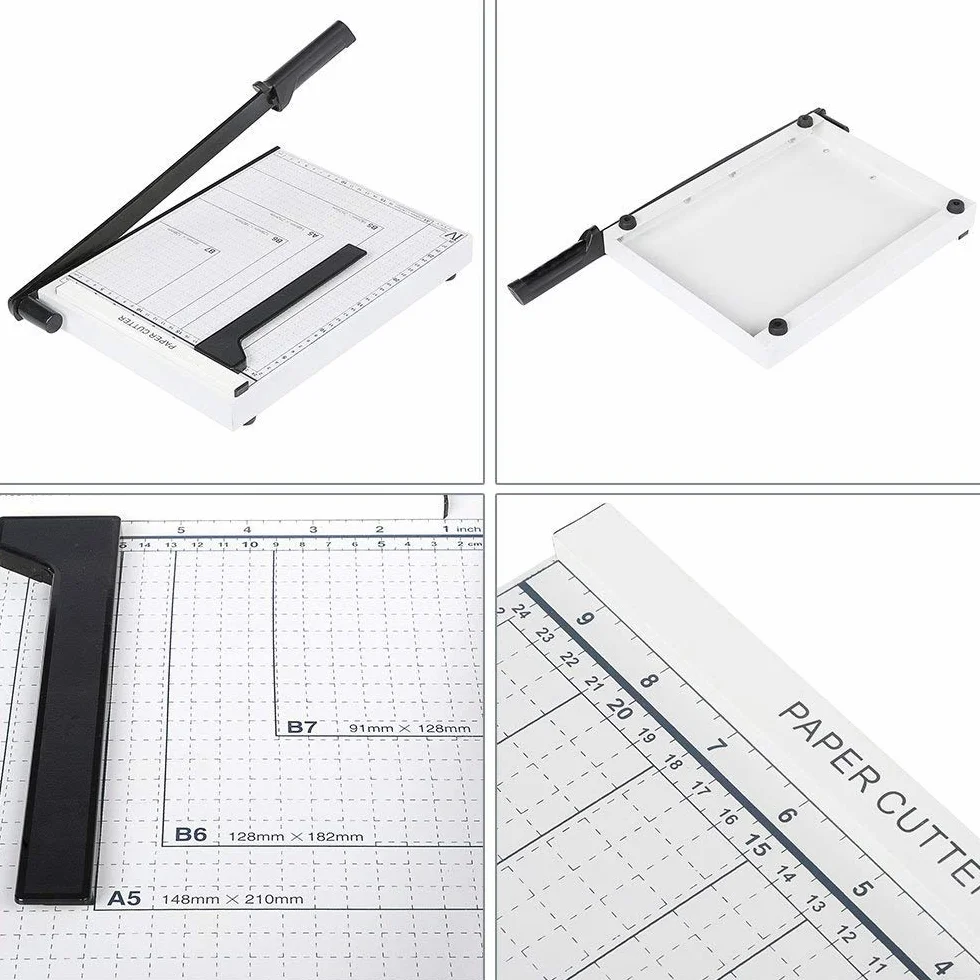 Guillotina de Papel A3 B4 A4 Cortador de Papel,32.5 x 25.5 x 3cm,Base de Metal,Blanco (A4)