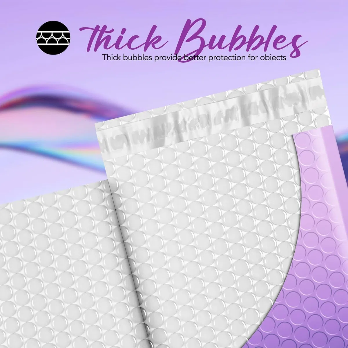 Fuxury Paquete de 100 sobres opacos de burbujas de 4 x 8 pulgadas, sobres acolchados de burbujas de color morado degradado, patrón de fuerte adherencia para envío de joyas, maquillaje #000