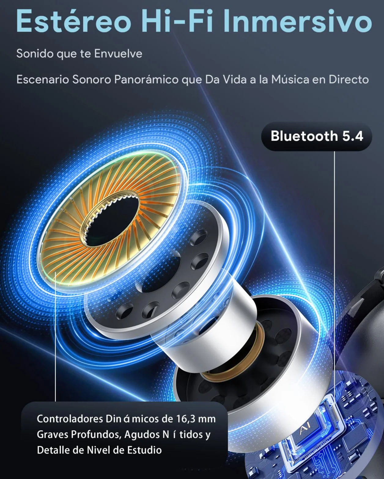 Boytond Auriculares Traductor En Tiempo Real - Traductor Instantaneo de Voz, Auriculares Inalambricos con IA, 164 Lenguas, Traducción Simultánea, Audio Hi-Fi y Pinganillo Multilingüe, Glaciar Negro