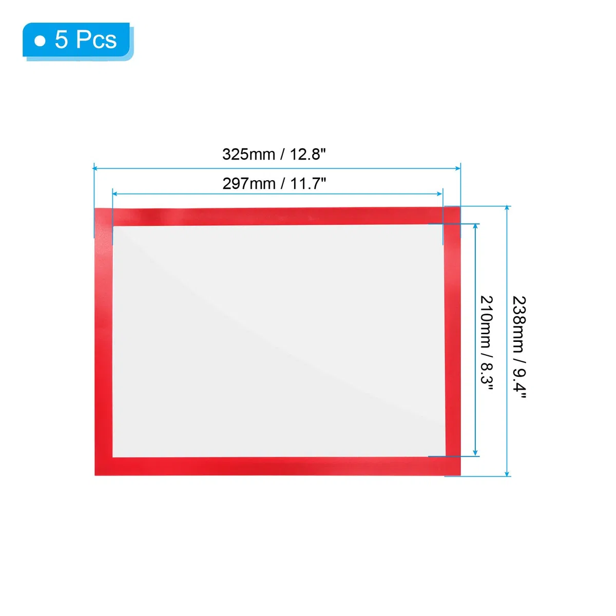 PATIKIL 8"x12" Magnético Exhibición Marco, 5 Paquete A4 Autoadhesivo Magnético Cartel Soporte Doble Lado Ventana Letrero Soporte para Pared Oficina Refrigerador, Rojo