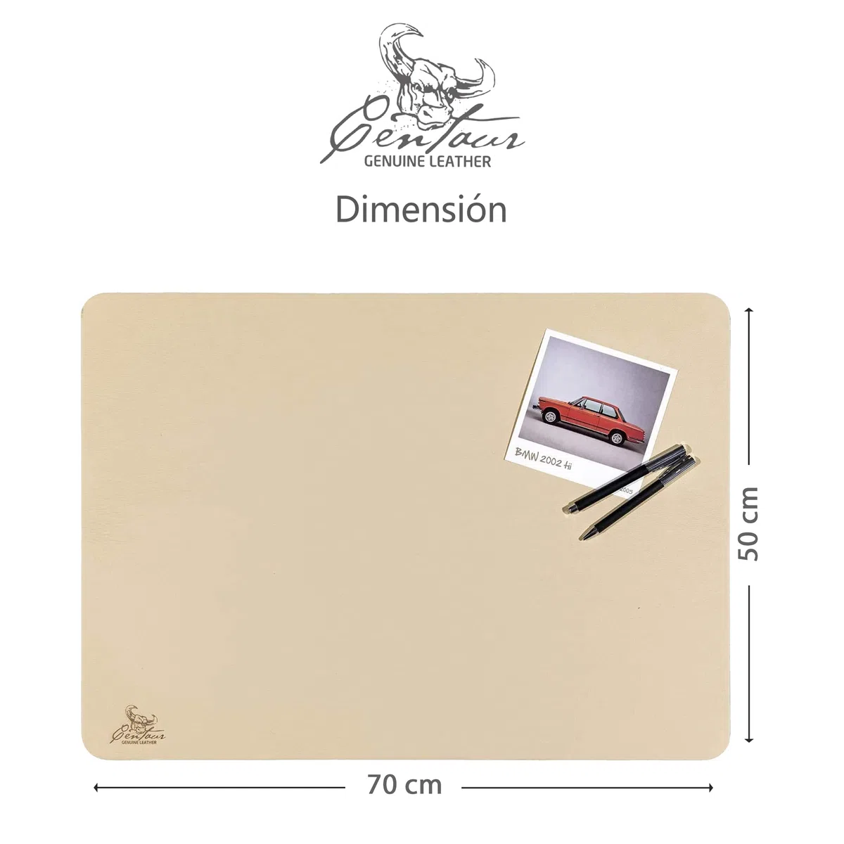 Centaur - Almohadilla de cuero de para escritorio de oficina 50 x 70cm champán/amarillento - plantilla de cuero hecha a mano - almohadilla de escritorio noble