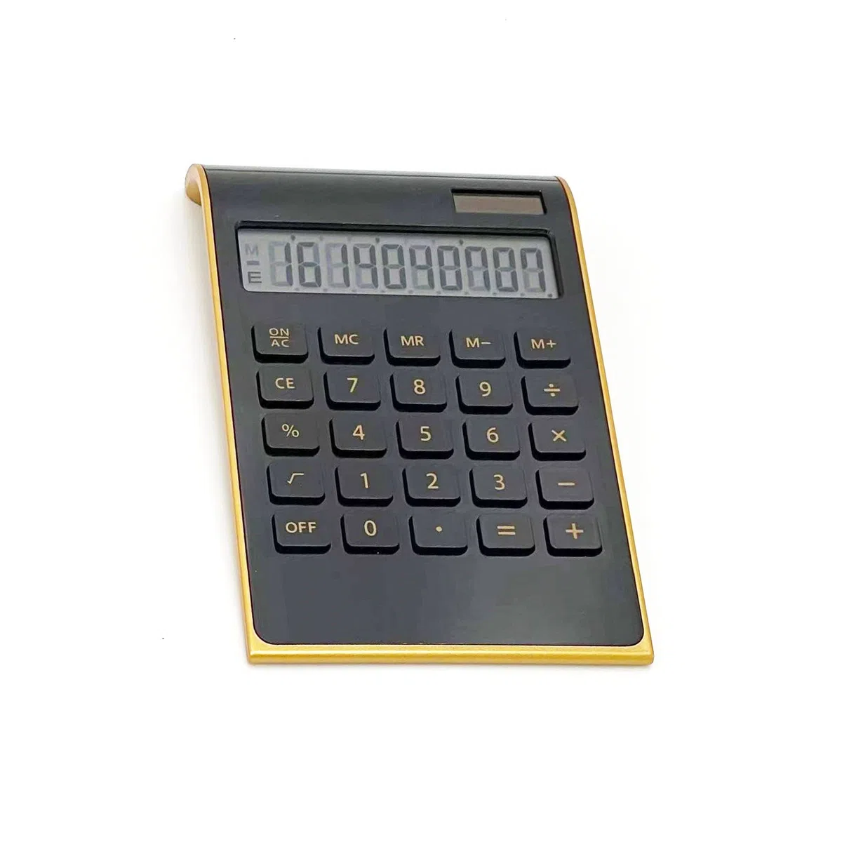 Calculadora de oro solar Función estándar Calculadora de escritorio LCD Calculadora de escritorio de 10 dígitos para oficina, hogar, (negro)