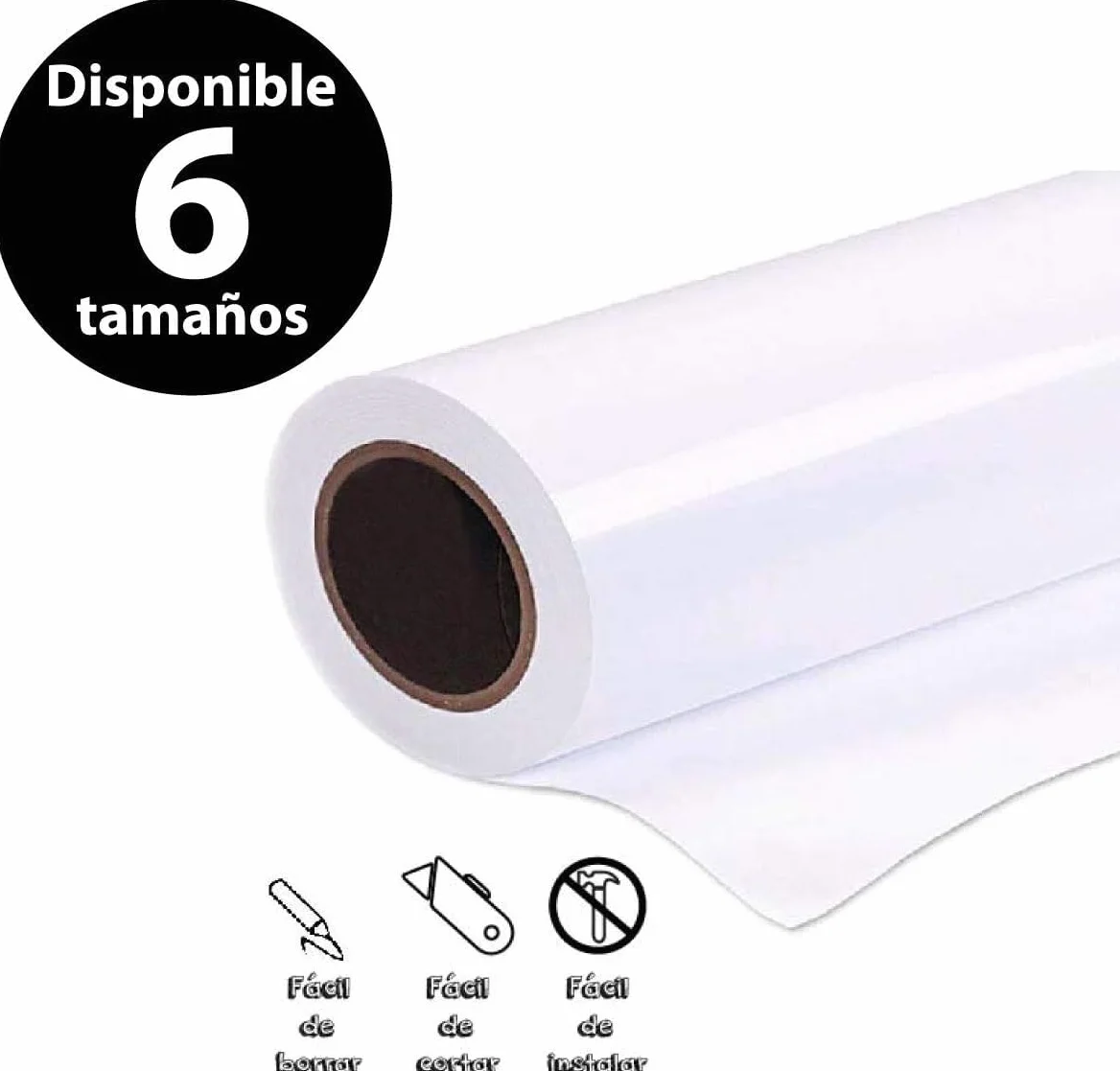 Rollo pizarra profesional blanca Vinilo autoadhesivo, para colegio, oficinas, hogares y cocina (252 x 122 cm)