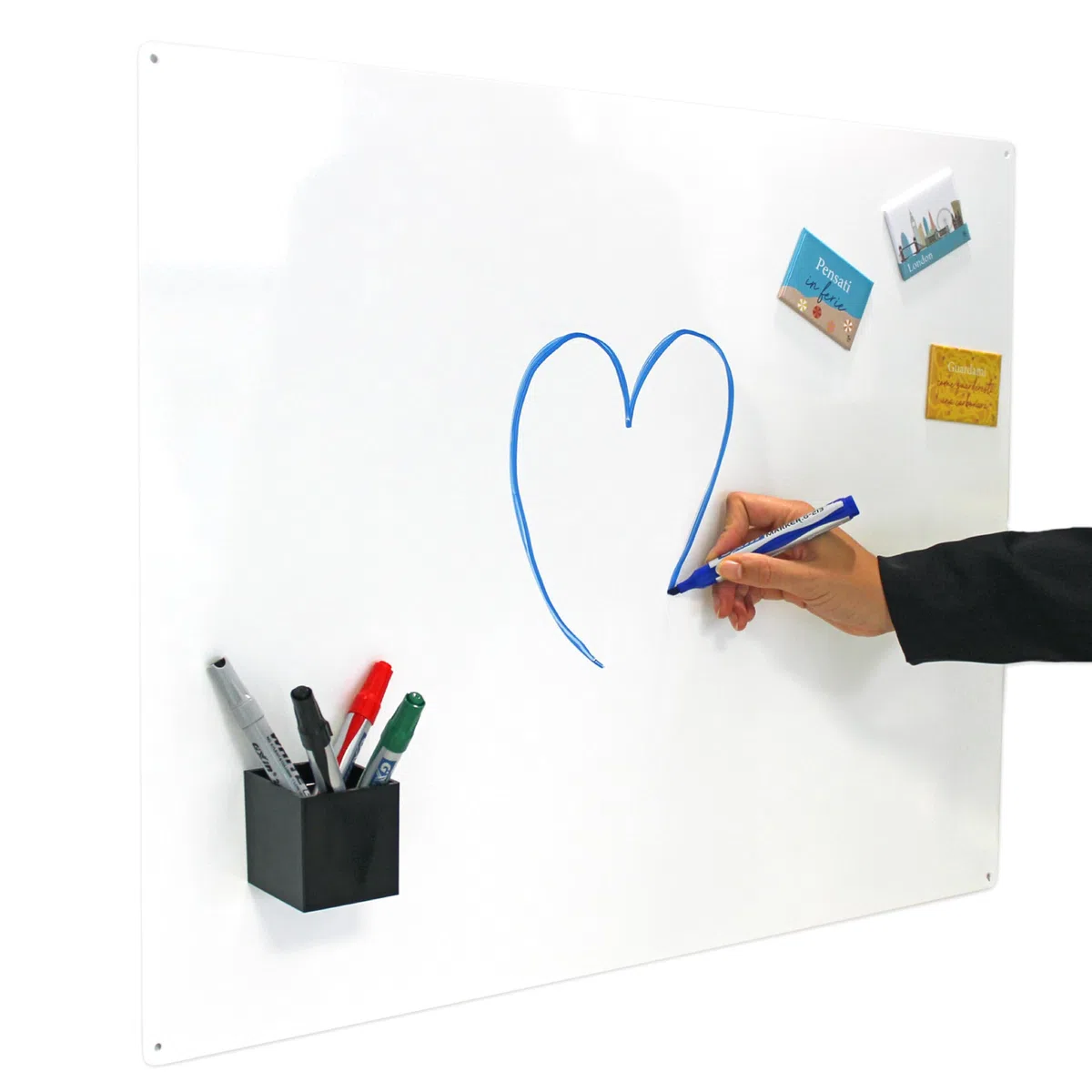 KalaMitica, Pizarra Magnética Blanca de Pared para Oficina, Escribible y Borrable, Tablero Imantado para Imanes, Blanco Brillante, 74x57 cm