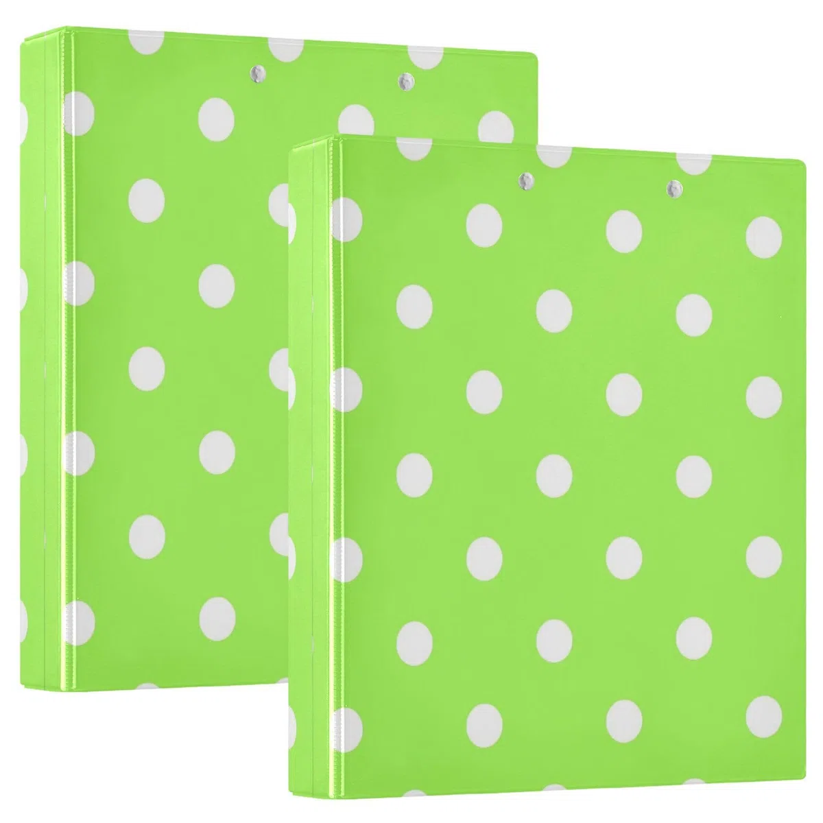 Carpeta de 3 anillas, carpeta de anillos en D blanco y verde lima, paquete de 2 | Con portapapeles y bolsillos, para escuela, universidad, oficina