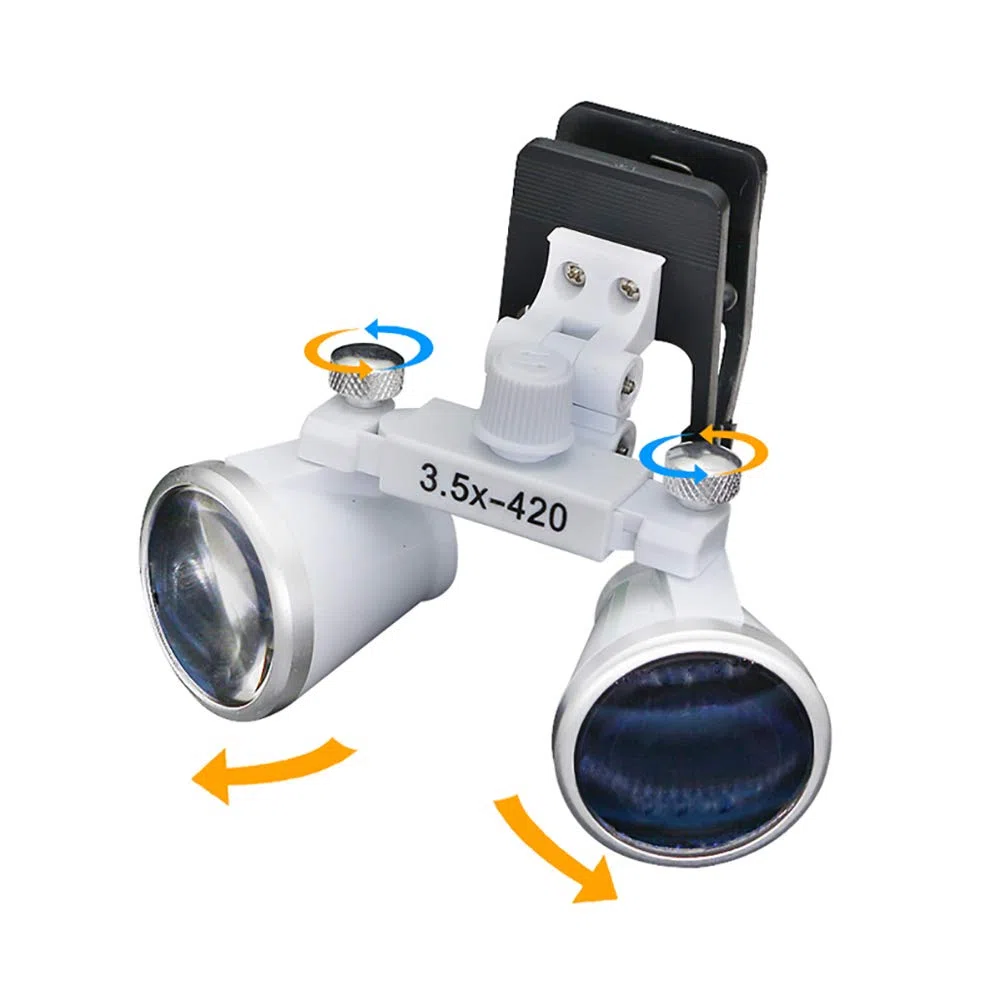 Lupa Binocular de 3,5 x 420 mm con Clip, Lupa de Laboratorio con Cabezal de Aumento y Clip para Gafas comunes.,