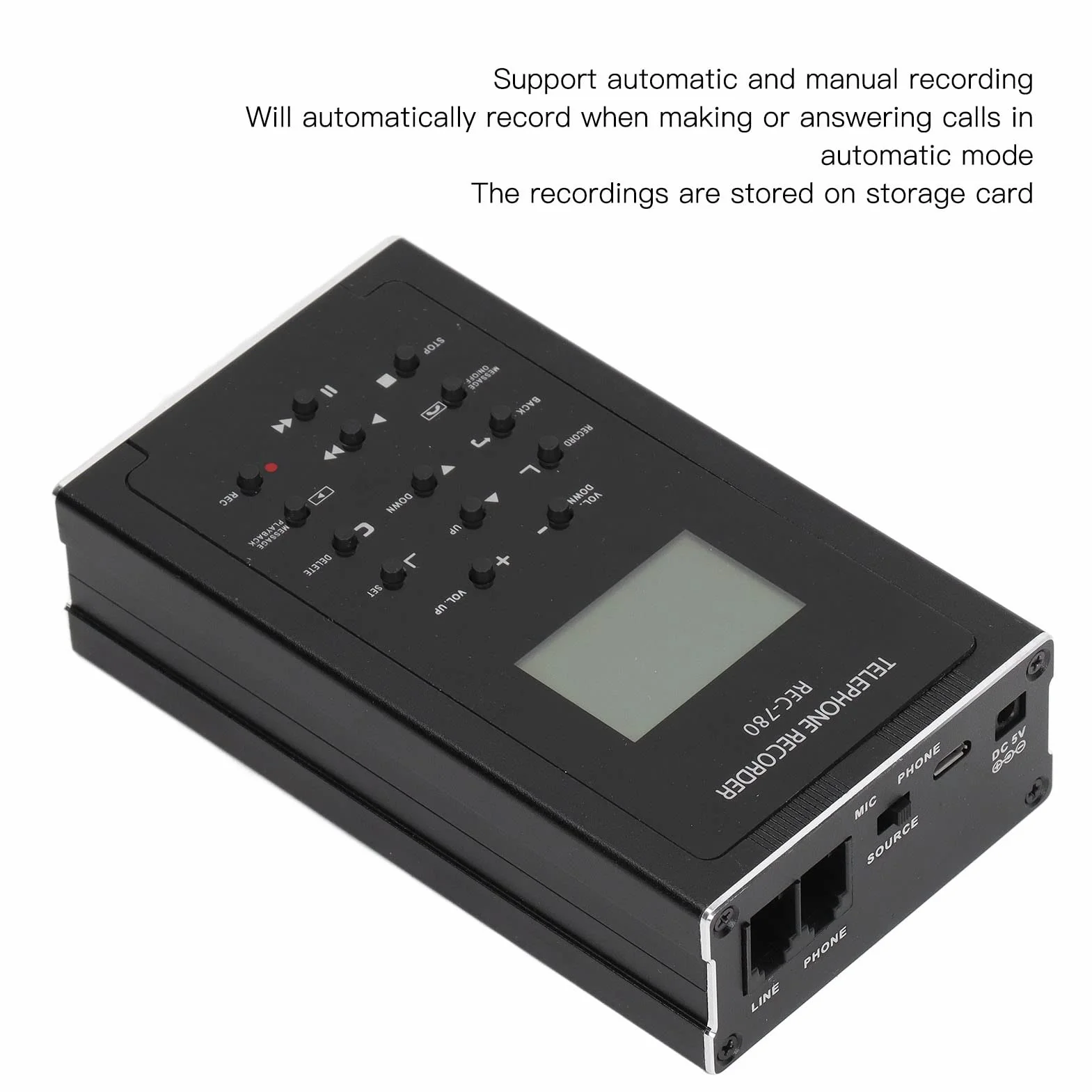 Yunseity Grabadora Telefónica, con Almacenamiento Integrado de 32 GB, Mini Dispositivo Automático de Grabación Telefónica, para Líneas Analógicas/IP/Digitales