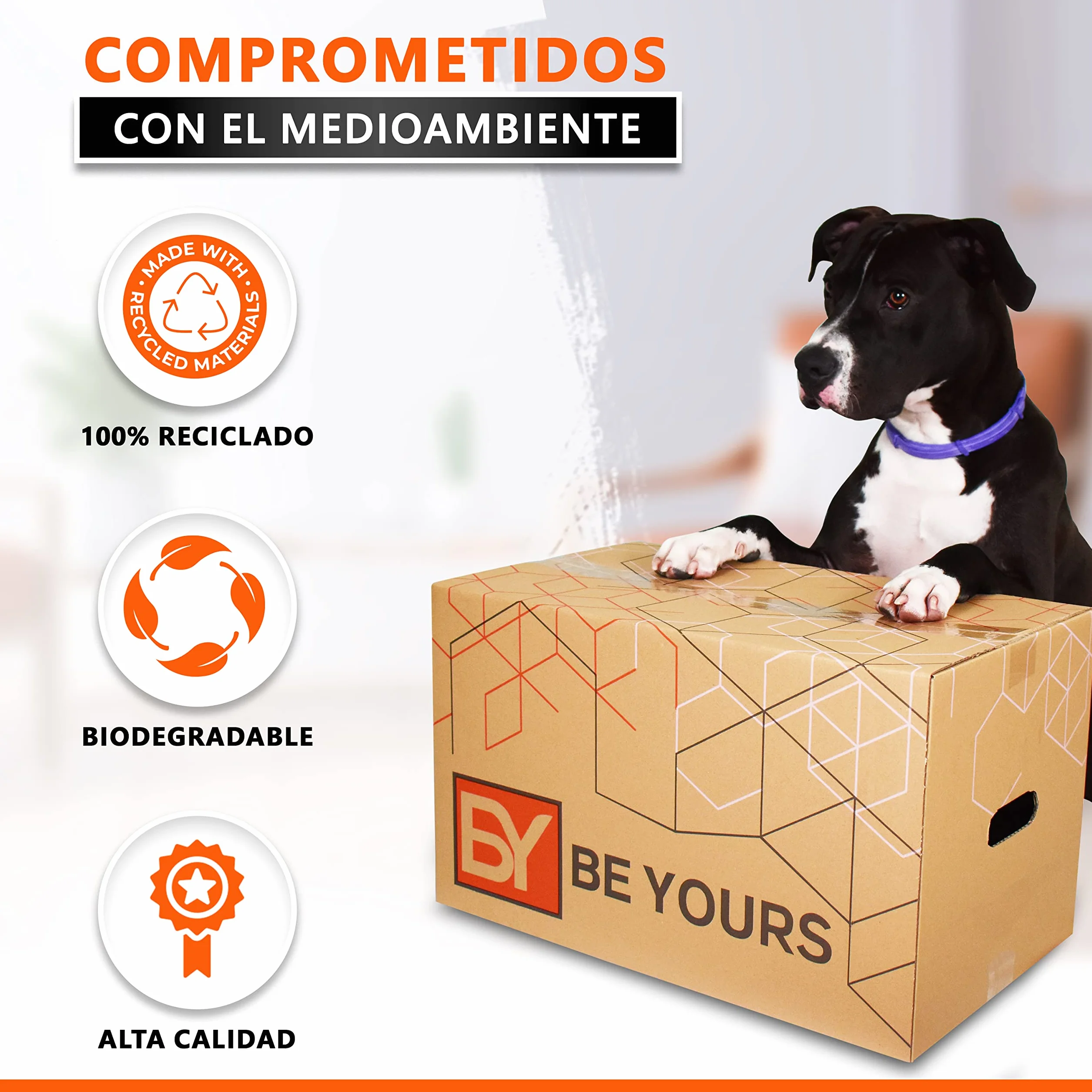 Cajas de Cartón para Mudanza 60x40x40 cm Canal Doble Reforzado Cinta Adhesiva Incluida 100% Reciclado Fabricado en España