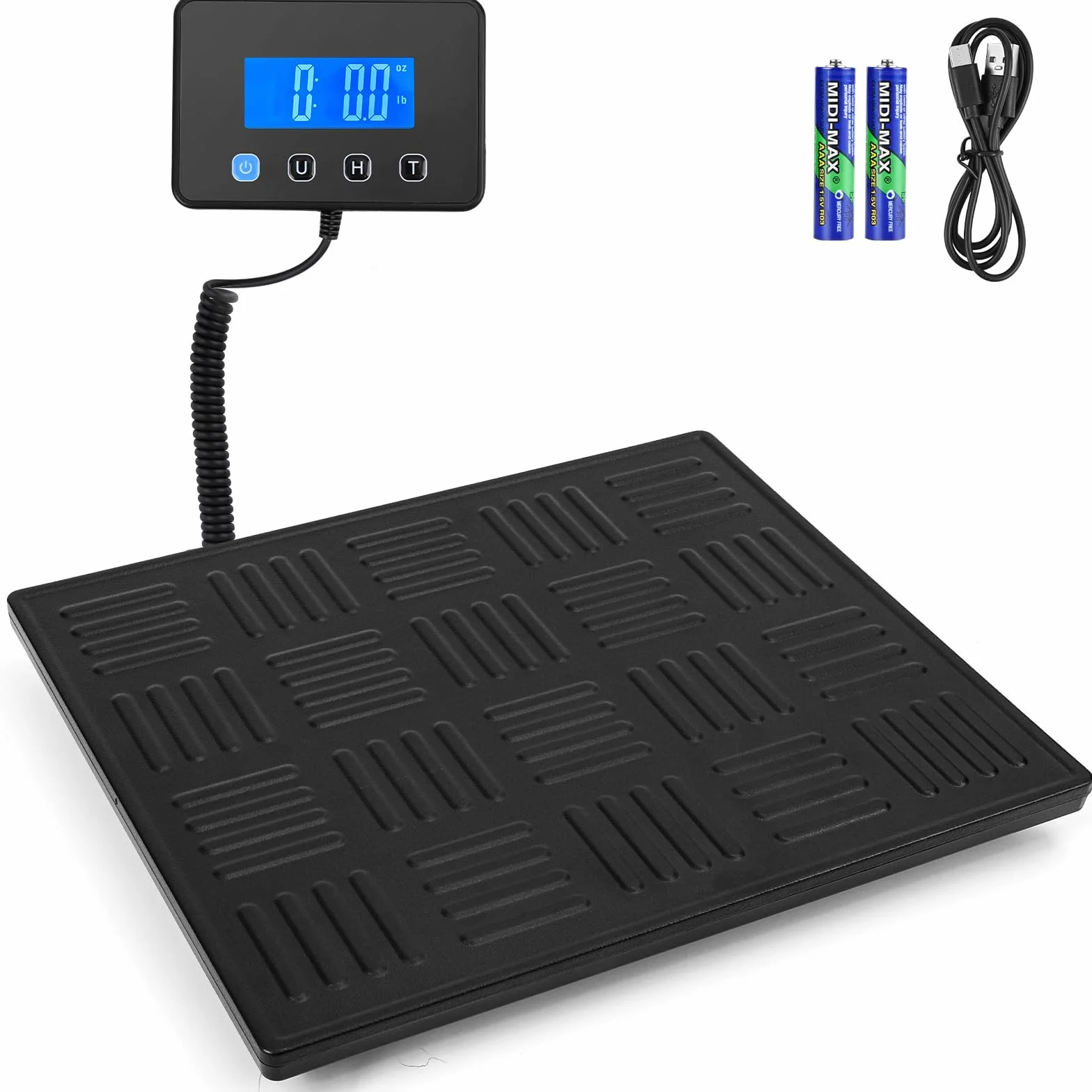 Báscula Digital 50g-300kg Balanza Postal con Función de Retención y Tara, Plataforma de Aleación, Pantalla LCD