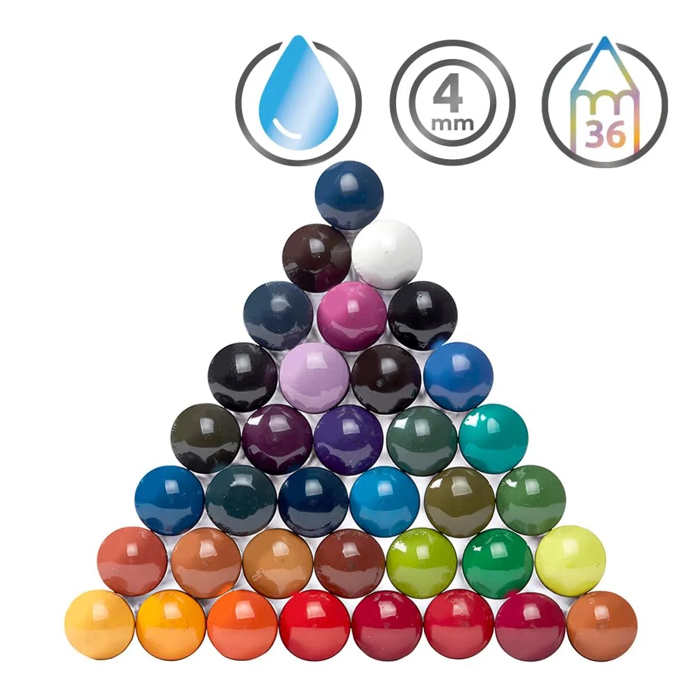 Derwent Inktense Juego de 36 Lápices de Tinta para Acuarela Solubles en Agua para Papel o Tela en Caja Metálica, 4 mm