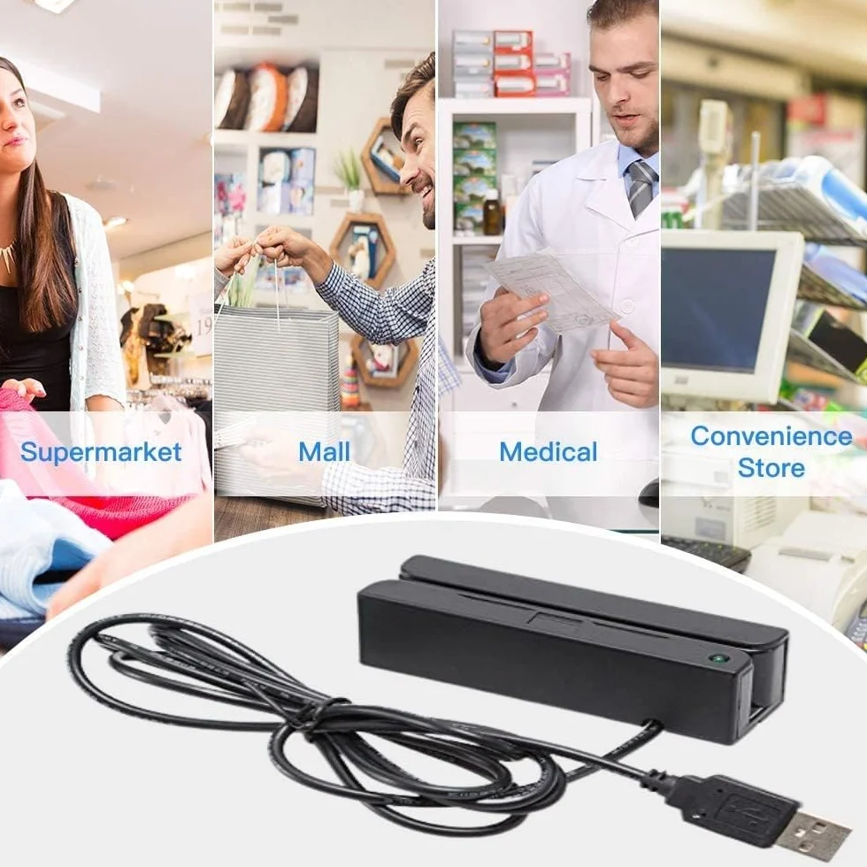 Lector de Tarjetas Magnéticas MSR100 USB Mini 3 Pistas Hi-Co