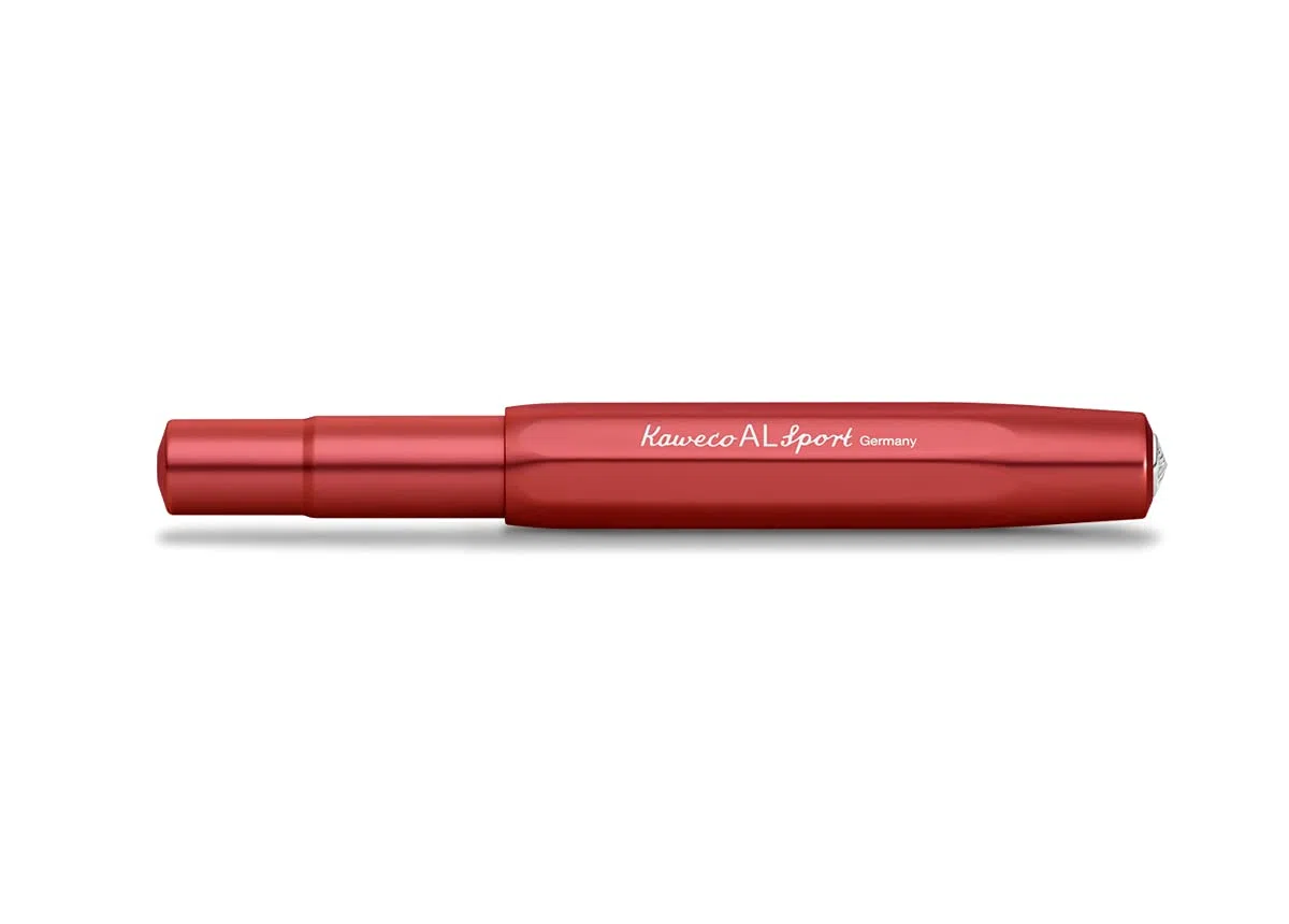 Kaweco Al Sport 10001565 - Pluma estilográfica (plumín de acero con grosor extra ancho, longitud 13 cm), color rojo oscuro y rojo