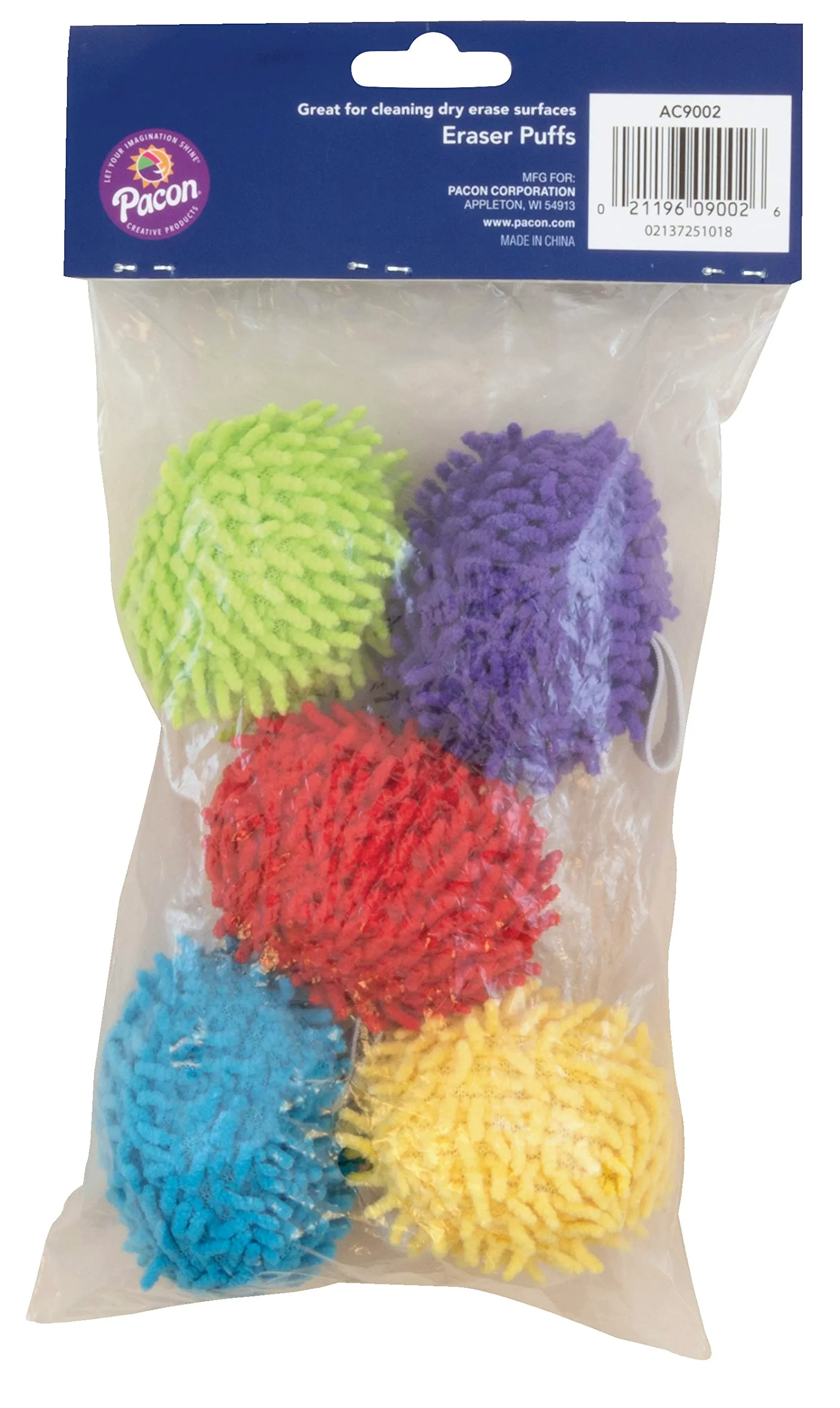 Pacon Borradores de pizarra blanca, borrador de borrador, banda elástica, 7,62 x 7,62 cm, 5 gomas de borrar