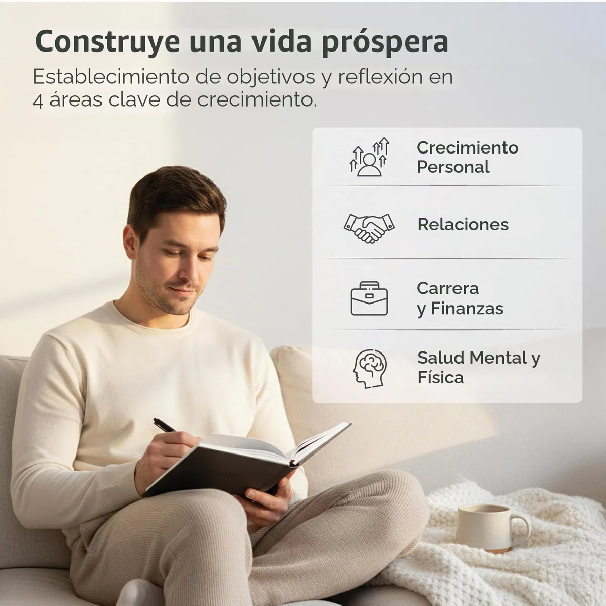 MindPanda Planificador de productividad A5 sin fecha de 3 meses, planificador diario con un sistema guiado de 90 días para enfoque, establecimiento de objetivos, gratitud y felicidad, diseño apto para