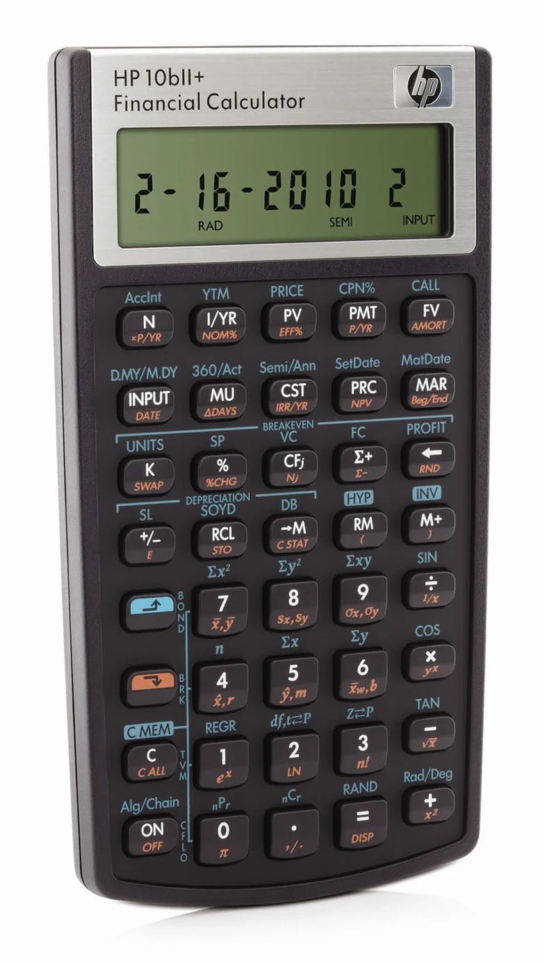 HP 10bII+ - Calculadora financiera con Funciones comerciales y estadísticas, 1 línea x 12 Caracteres, Pantalla LCD, batería incluida, Funda Protectora