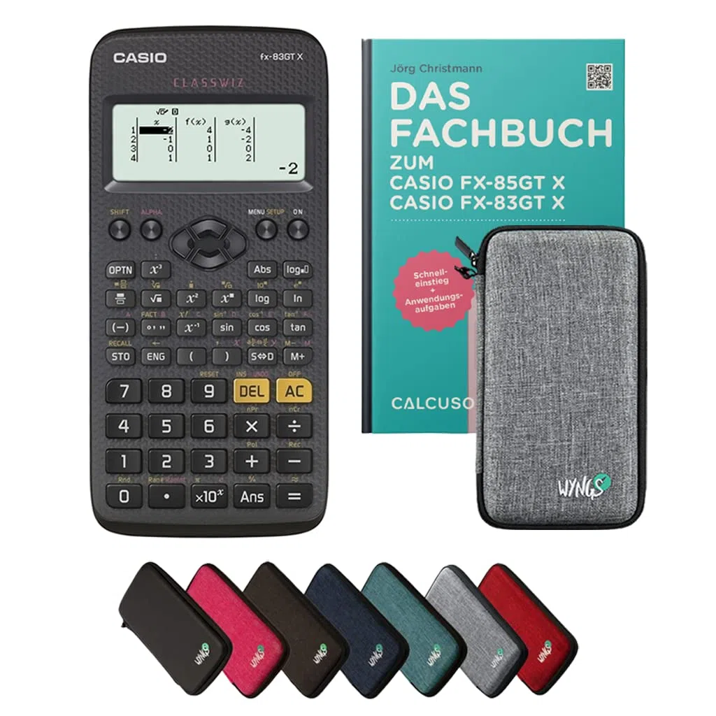 Casio fx-83GT X Incl. Funda Protectora Gris Claro y Libro especializado (64 páginas, DIN A5) – Calculadora científica – Smart Set (Alemán)