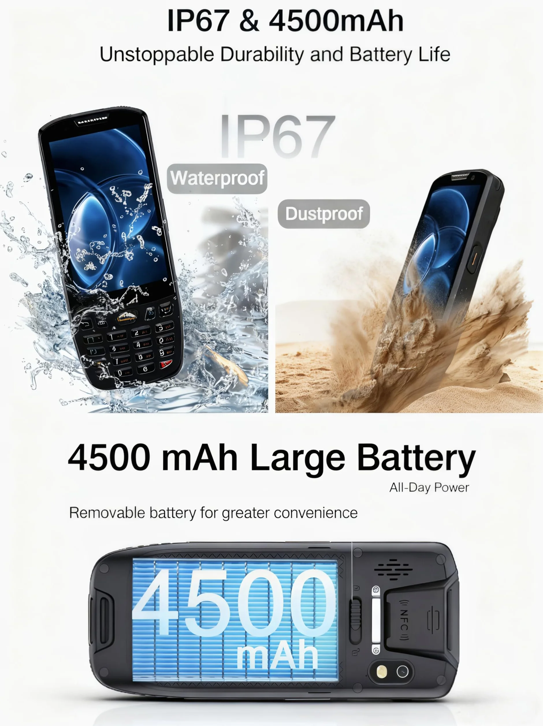 Escáner de código de Barras Android 13 de 4 + 64 GB, escáner de código de Barras Integrado 1D/2D/QR, BT, WiFi Qualcomm Portalbe escáneres para inventario, computadora móvil de Mano PDA para almacén