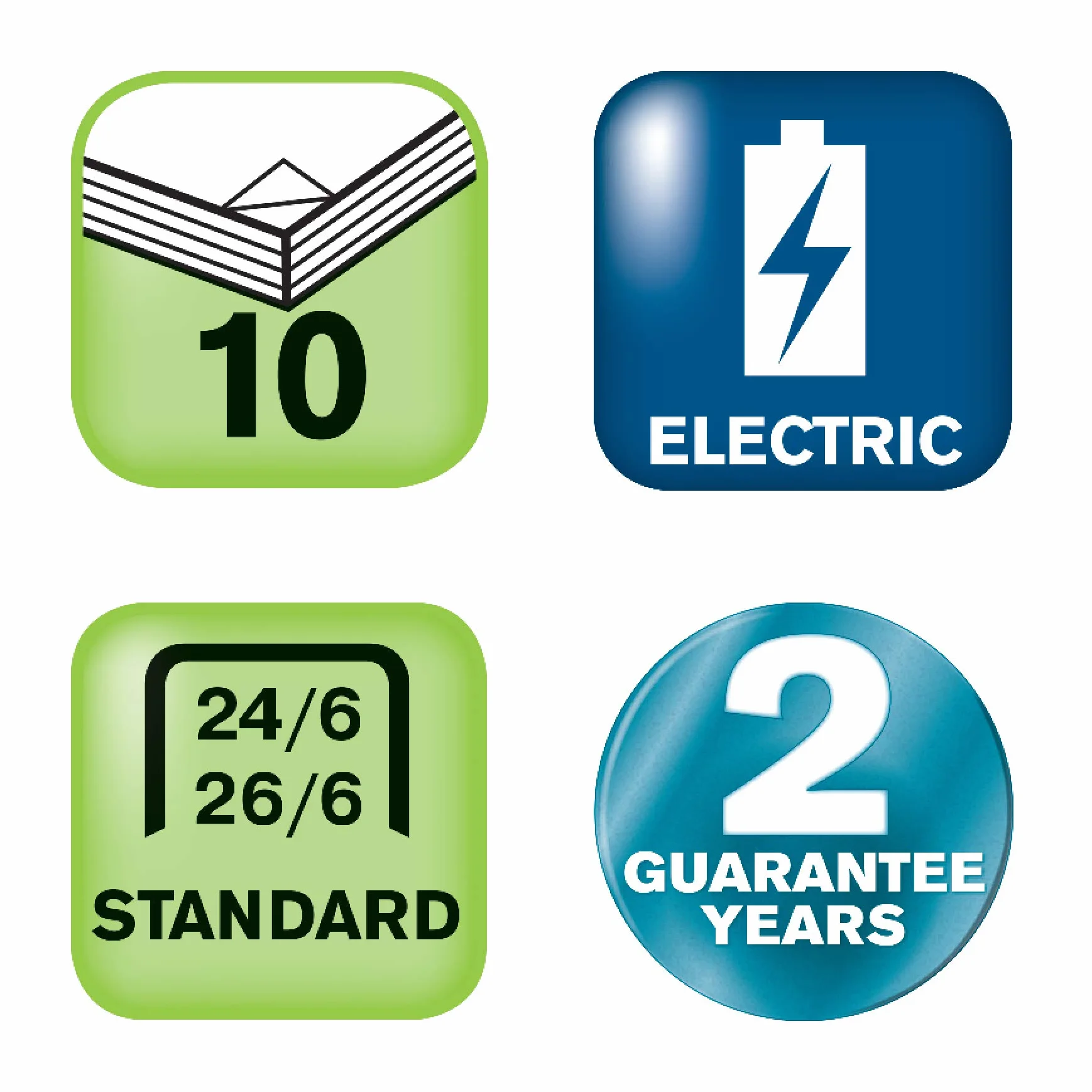 Rapid Grapadora Eléctrica 10BX Fixativ 10 Hojas, para Grapas 24/6-26/6 | Contactles, para uso en el escritorio, en la recepción o en el hogar, alimentación por baterías