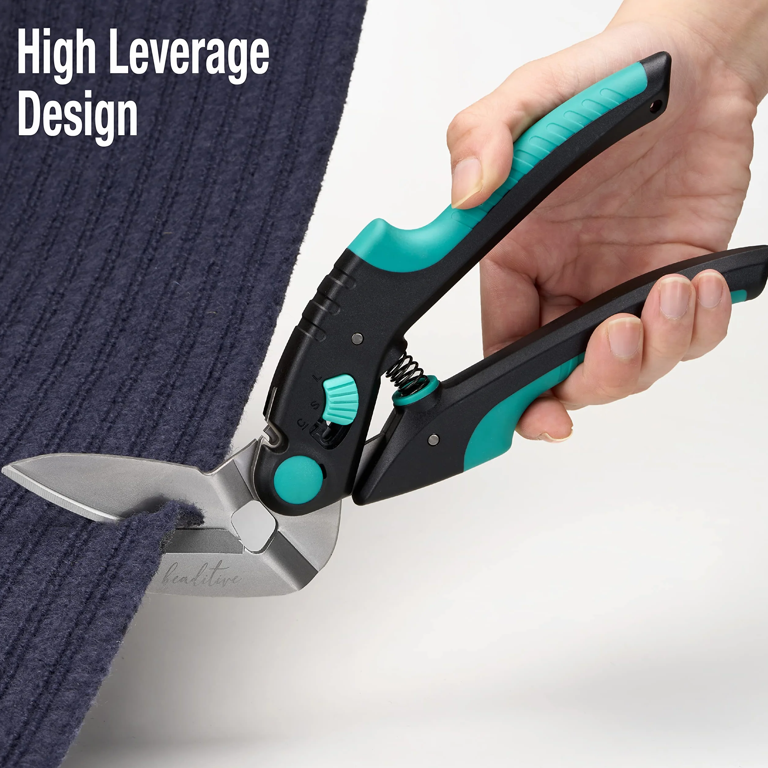 Beaditive - Tijeras curvadas versátiles resistentes 25 cm, acero inoxidable japonés, hoja dentada, tijeras industriales para tejidos gruesos, cuero, cartón, alfombras, césped artificial