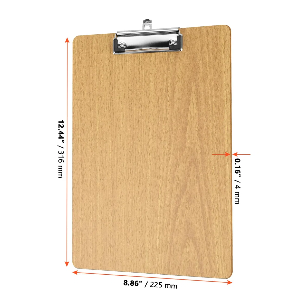 SINJEUN 12 Portapapeles de Madera A4 con Pinza, Tablero de Escritura con Agujero Colgante, 316x225x4 mm para Oficina, Restaurante, Escuela