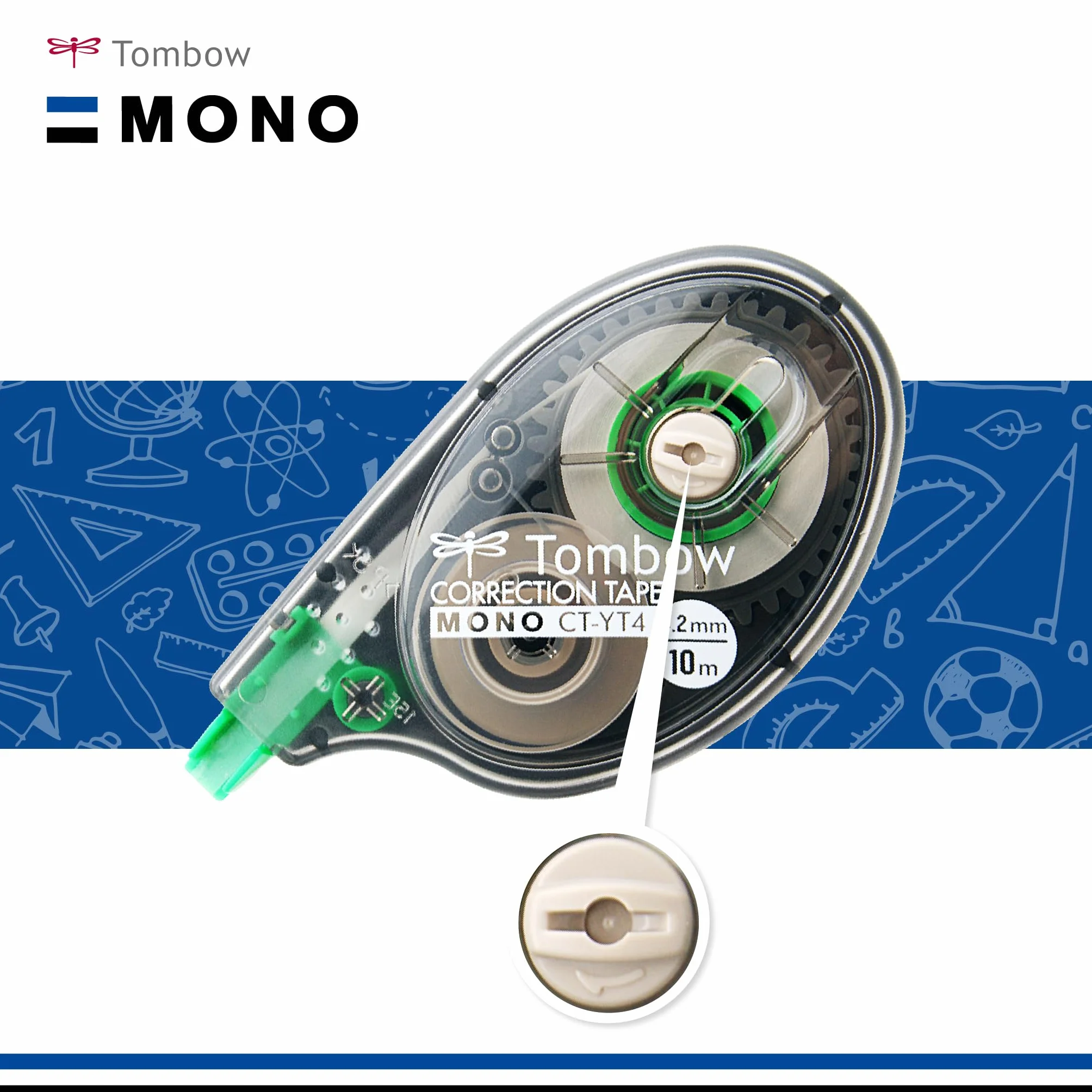 Tombow Mono CT-YT4 - Cinta correctora (10 unidades, caja transparente, 4 mm x 10 m)