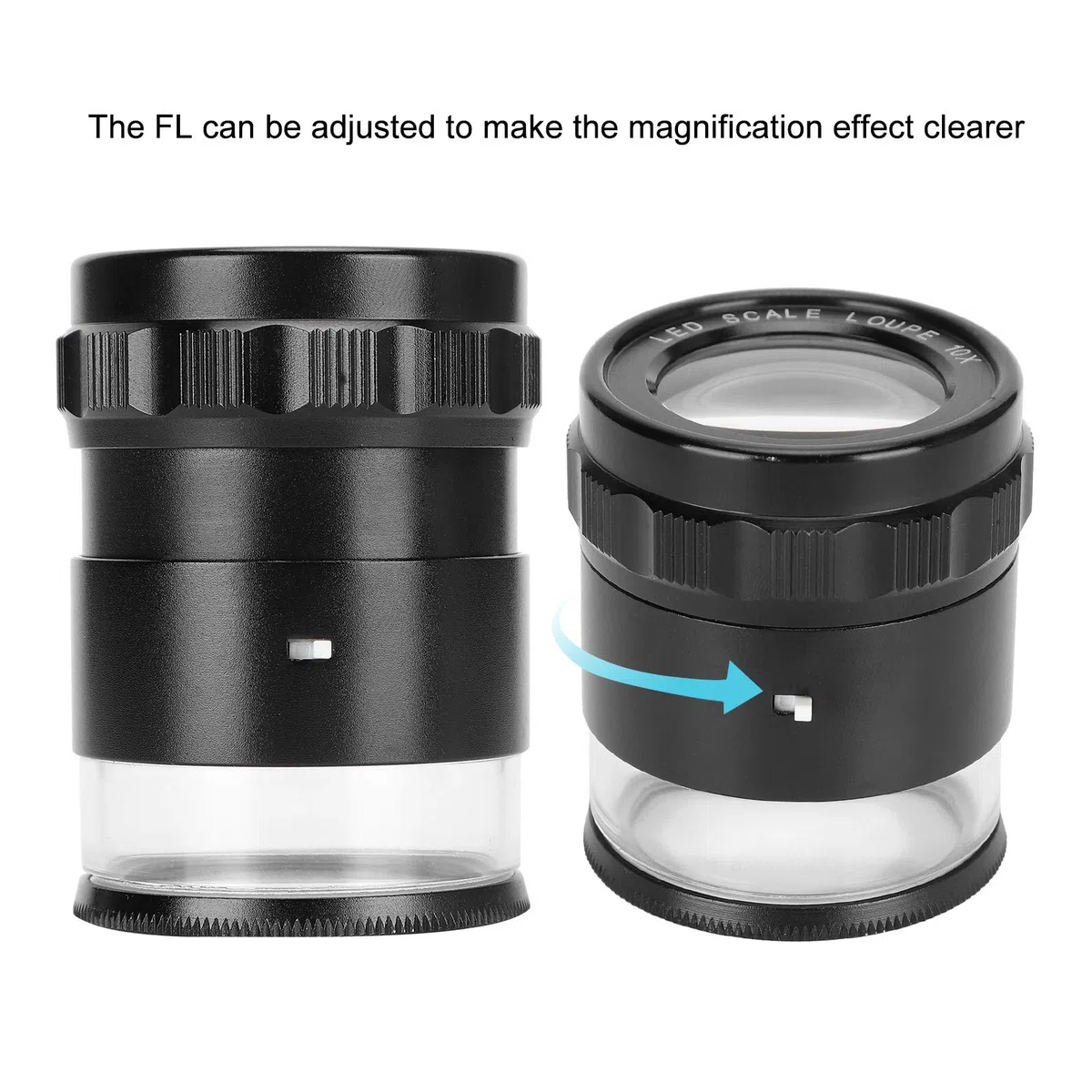 Lupa de Aumento 10X con Escala Ajustable Vidrio óptico de Alta Definición para Aficionados y Profesionales 8LED Iluminados