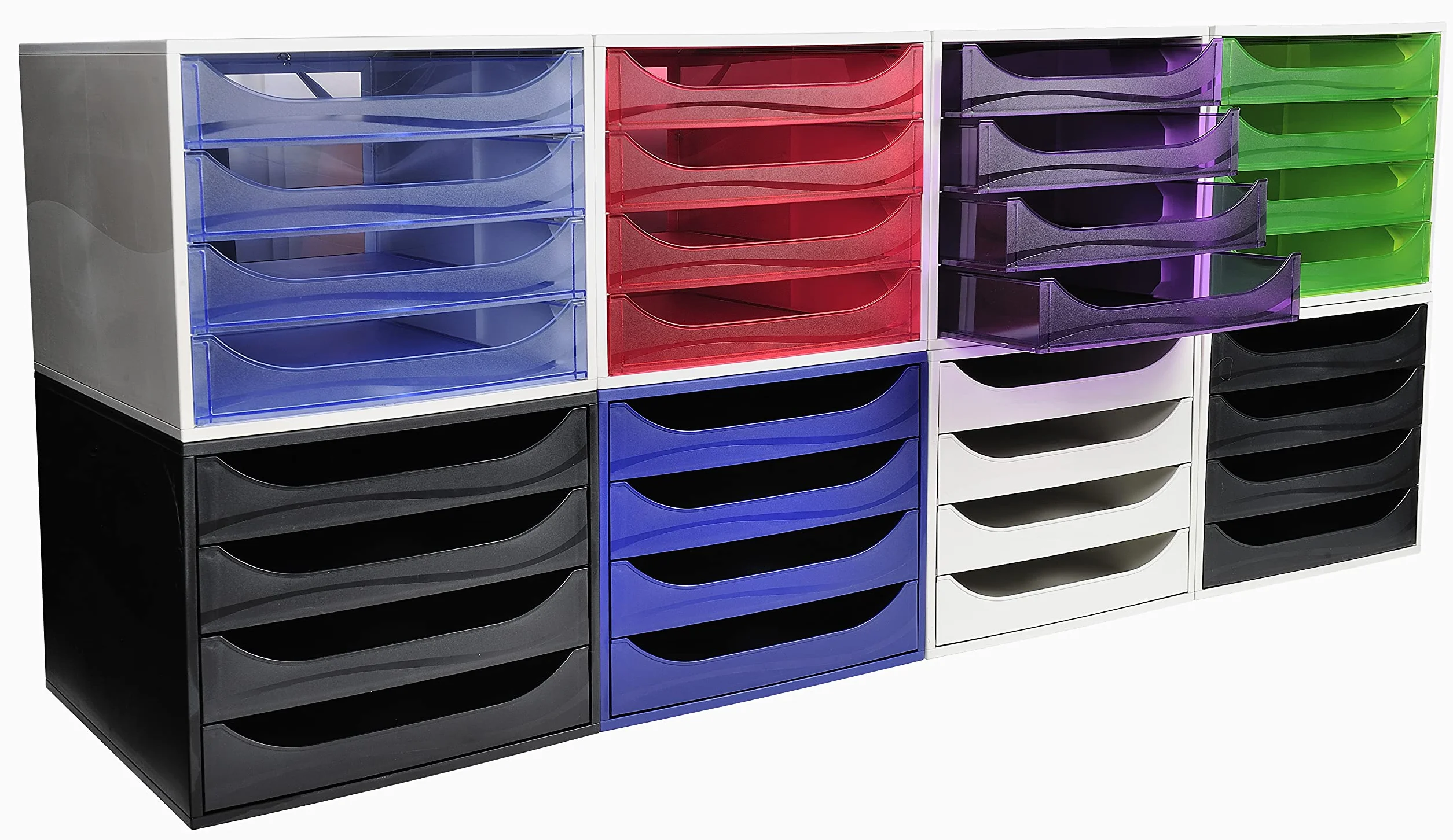 Exacompta EcoBox Juego de cajones 248x284x234 mm 4 cajones A4+ apilable parada de seguridad EcoBlack
