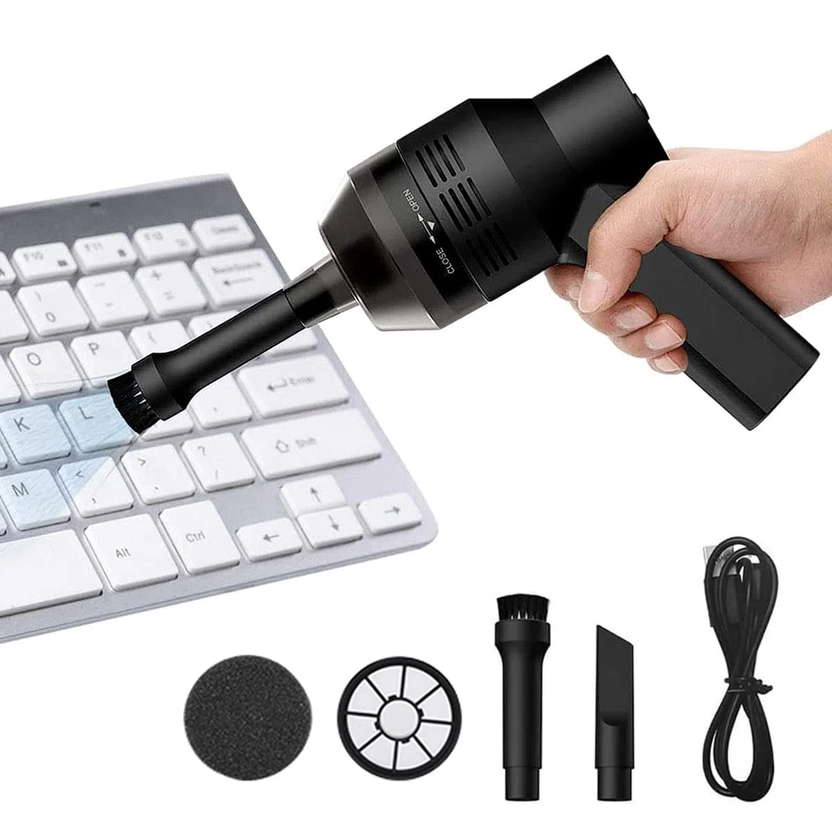 Aspirador Teclado Powcan Mini Aspirador Inalámbrico de Mano Recargable con Li-batería Aspirador Portátil de Alta Aspiración para Teclado Portátil PC de Escritorio TV Satélite DVD