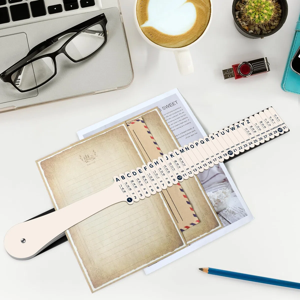 PerKoop Clasificador de documentos de plástico multiusos, organizador alfabético compacto vertical de papel para oficina de archivos, color beige, 2.52 x 23.5 pulgadas (2 juegos)