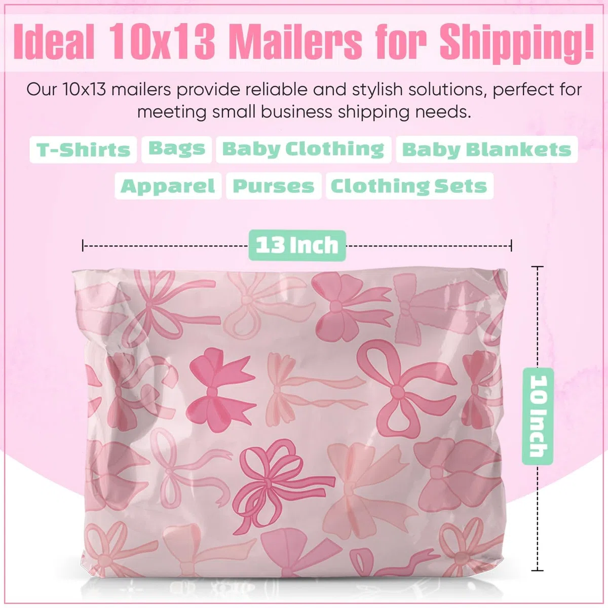 Package Mint Sobres de polietileno de 10 x 13 pulgadas, sobres de correo impermeables y resistentes a desgarros para suministros de pequeñas empresas, bolsas de envío para ropa, lazos