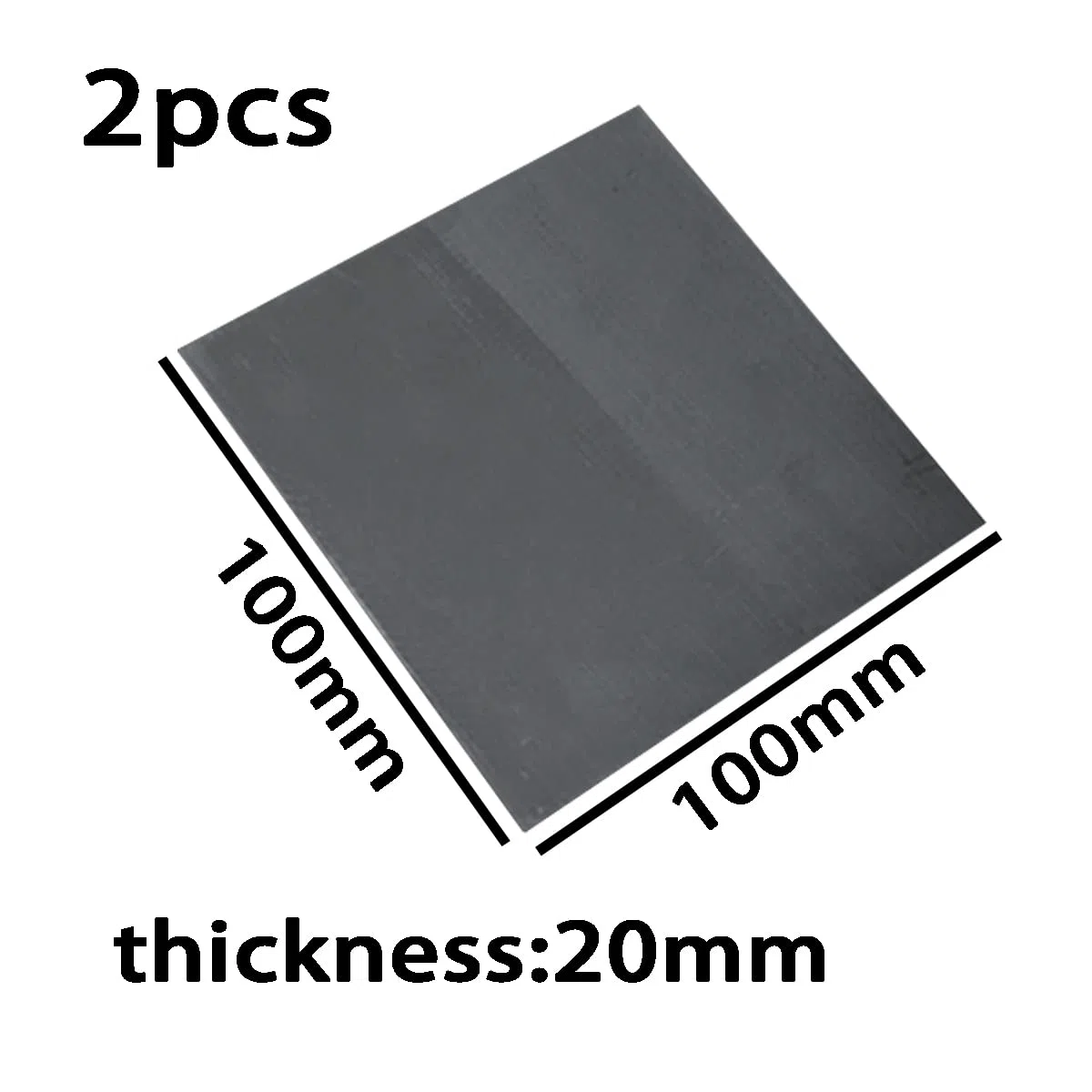 Longitud de la Placa de Lámina de Lámina de Grafito, Ancho de 100 Mm, Espesor 1/10/20/30 Mm 2Pcs/Thickness 20Mm