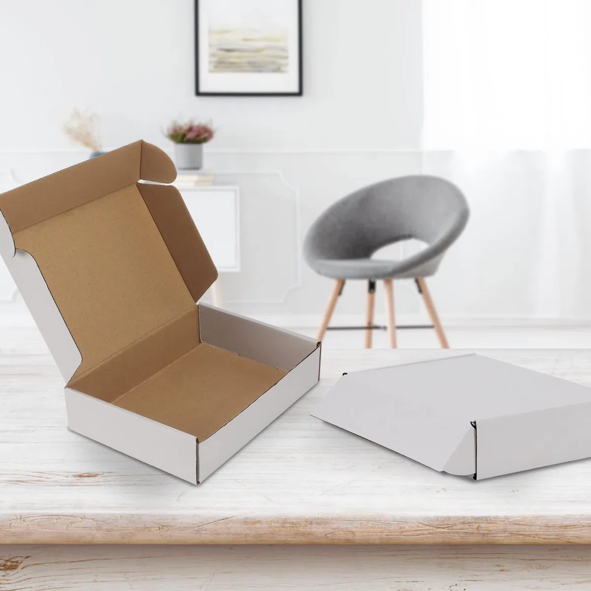 HORLIMER Paquete de 50 Cajas de Carton con Tapa para Envios de Paquete, 22.9 x 15.3 x 5.1cm Cajas Carton Regalo Blanco, Cajas Embalaje para Pequeñas Empresas