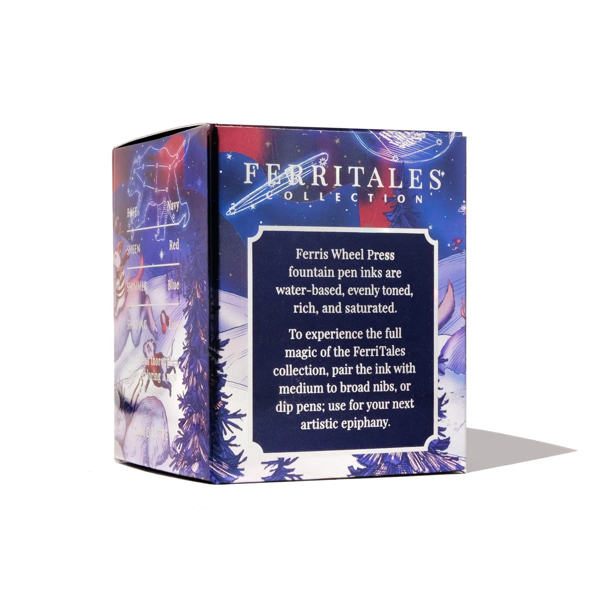 Ferris Wheel Press Tinta FerriTales, colección Furry Frostbites, azul marino profundo con brillo azul, botella de tinta para pluma estilográfica de 20 ml