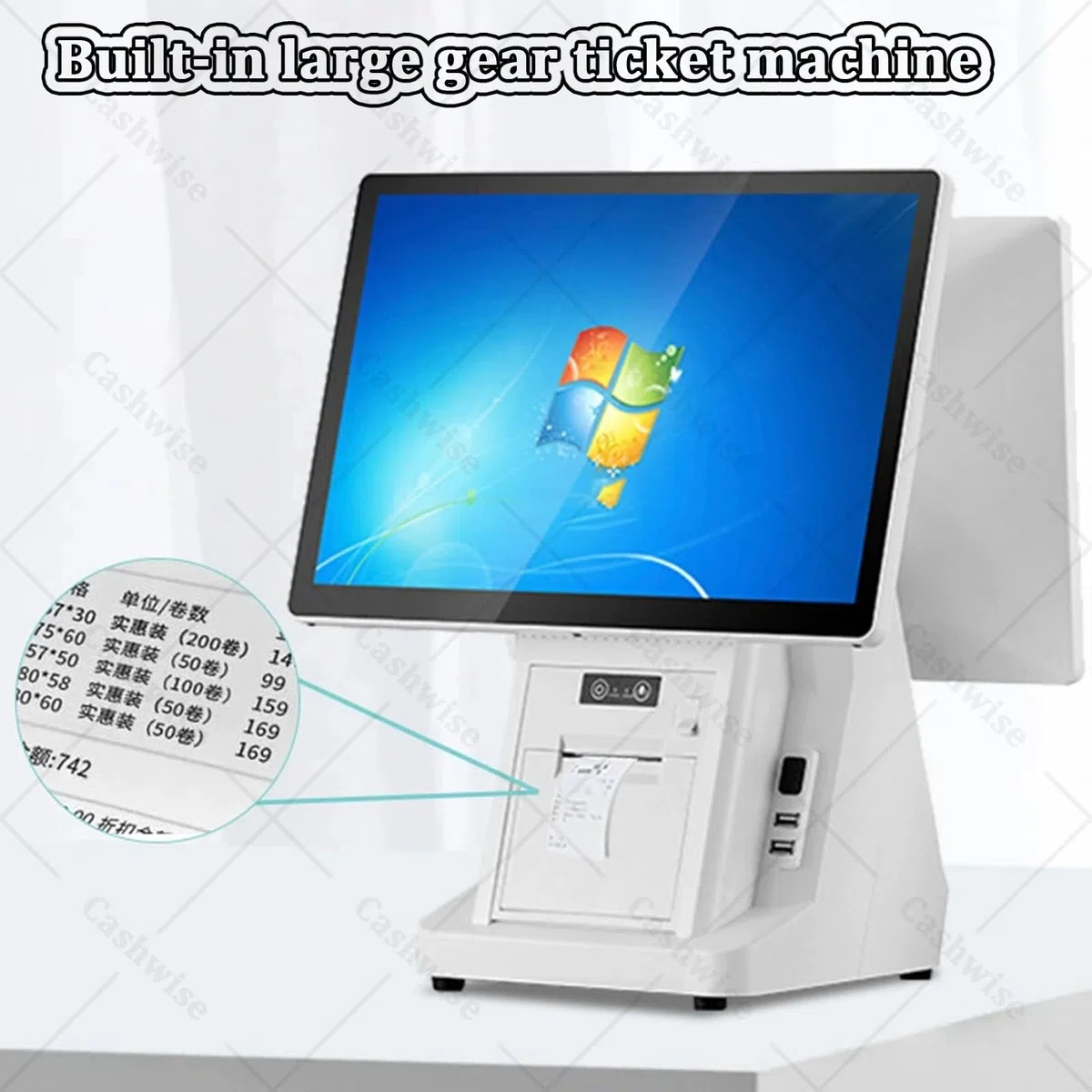 Caja Registradora — Sistemas TPV (POS) con PC y Doble Pantalla Táctil de 15.6 Pulgadas para Pequeñas Empresas — TPV Inteligente «Todo en Uno» para Comercio Minorista, Restaurantes 4G64G-58mm