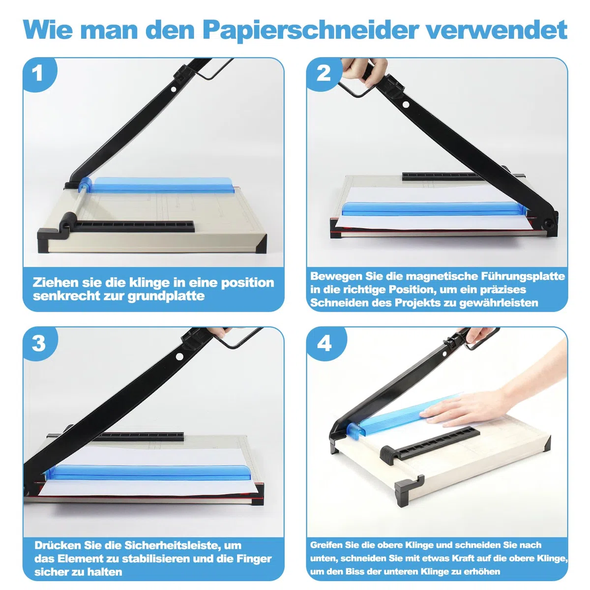 Cortador de Papel de Guillotina A4, Dispositivo de Protección, Cizalla Papel A4 B5 A5 B6 B7, Capacidad de 15 hojas, cortador de papel manual de precisión para papel, cartón, fotos, tarjetas