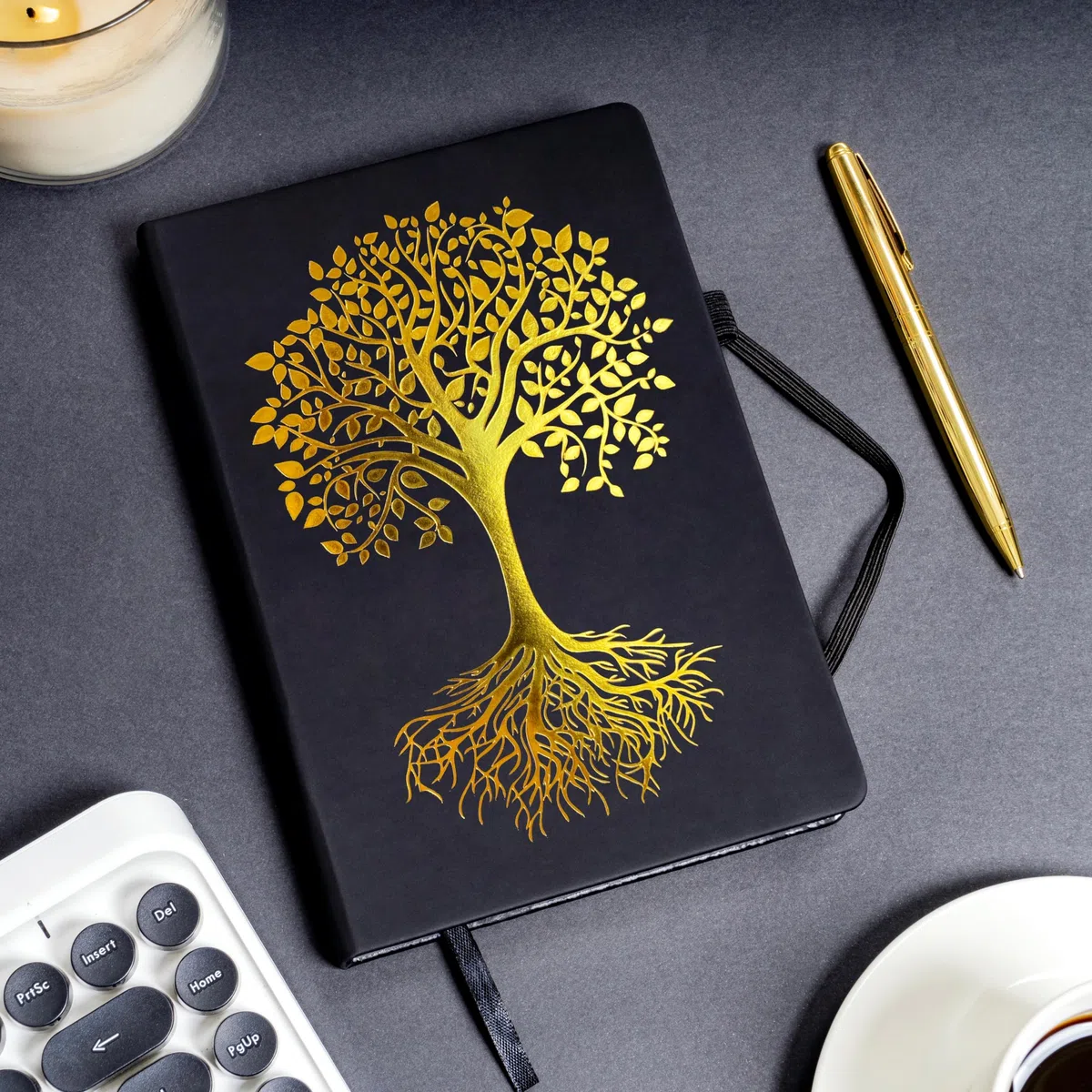 Veway Juego de regalo de diario y bolígrafo de árbol de la vida, diario de cuero vegano con bolígrafo, diario profesional para mujeres u hombres, juego de regalo de cuaderno de tapa dura A5, índice y