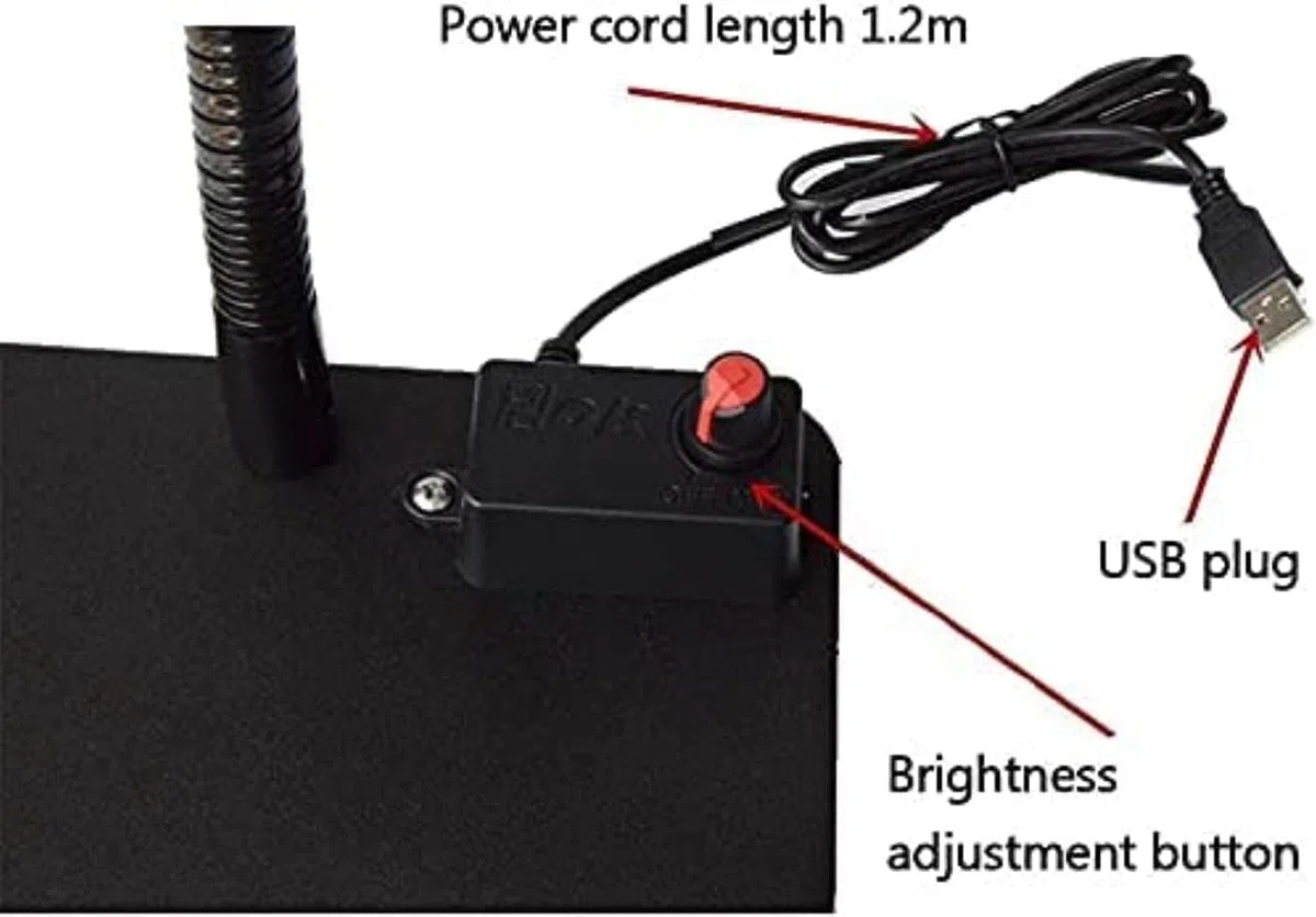 Lupa Escritorio LED Lámpara de Aumento Brillo Ajustable Manguera Flexible Mantenimiento Lectura Iluminación Lupa Matrimonio